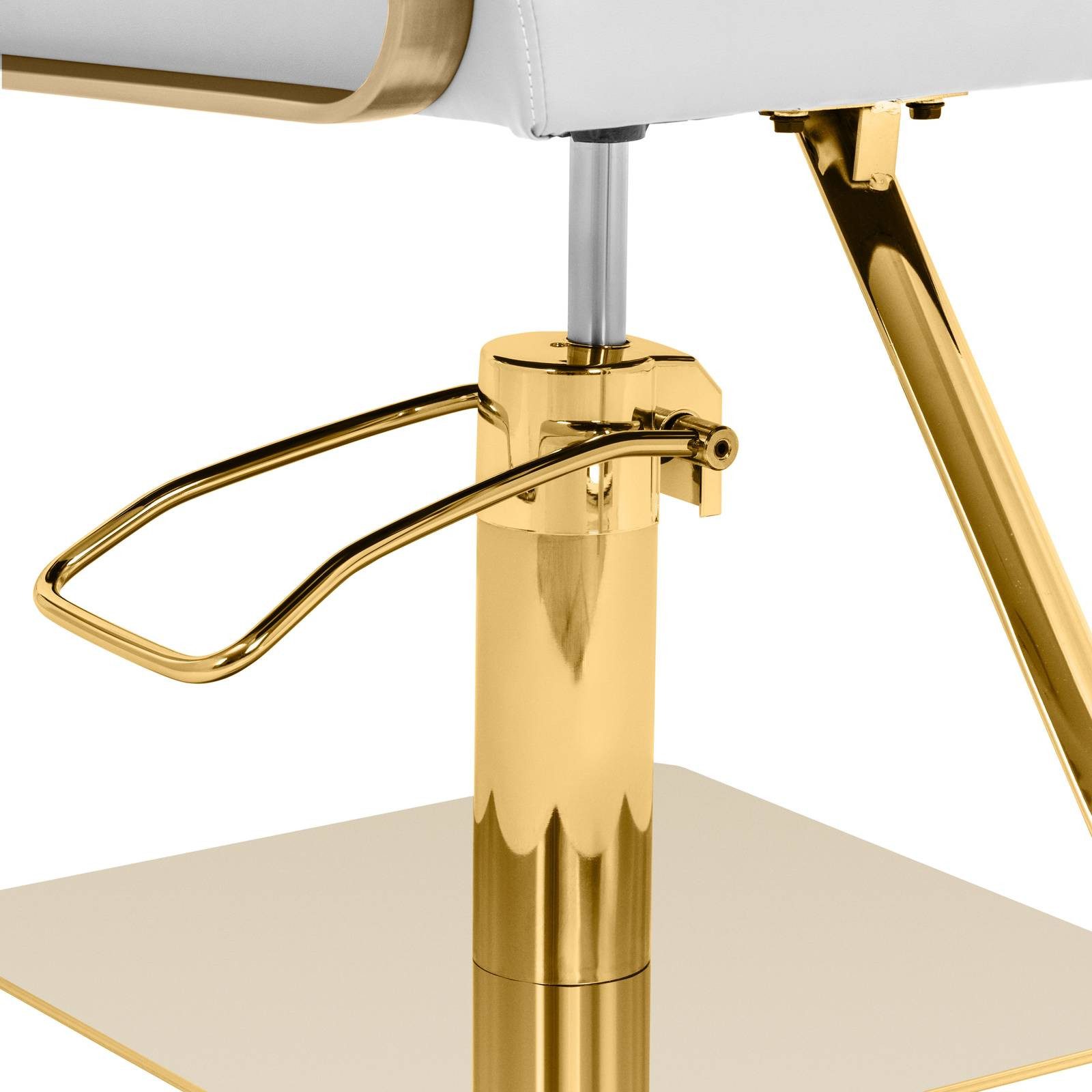 Physa Armlehnstuhl Friseurstuhl mit Fußstütze höhenverstellbar Barber-Stuhl 200 kg, Golden, Weiß – Bild 2 von 5