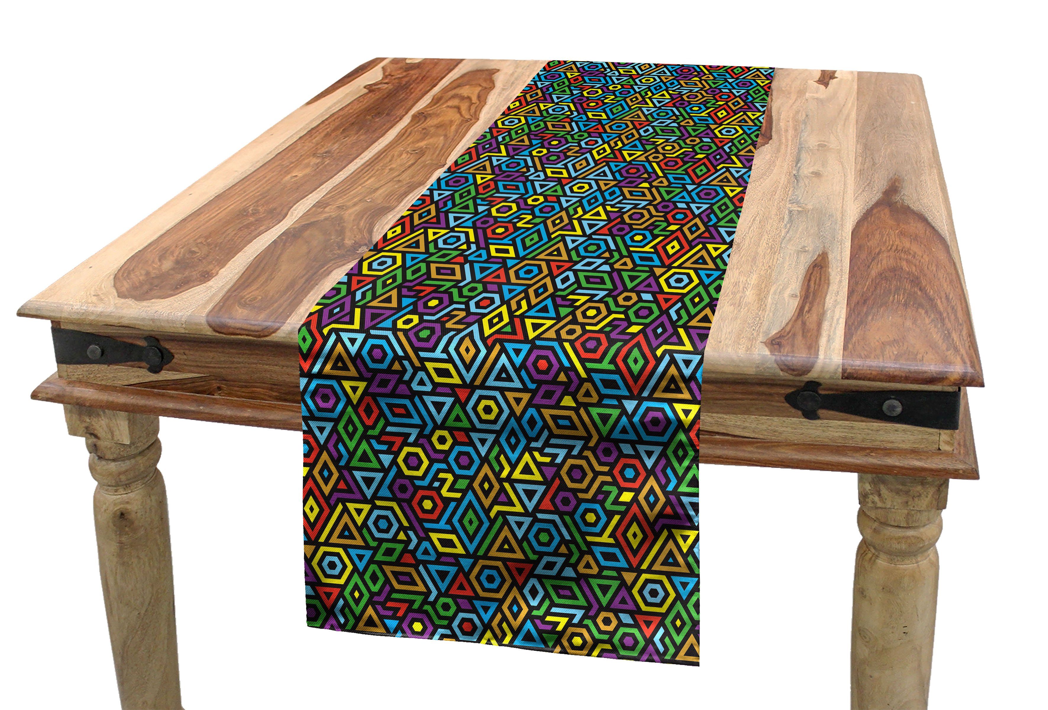 Abakuhaus Tischläufer Esszimmer Küche Rechteckiger Dekorativer Tischläufer, Bunt geometrisches Mosaik