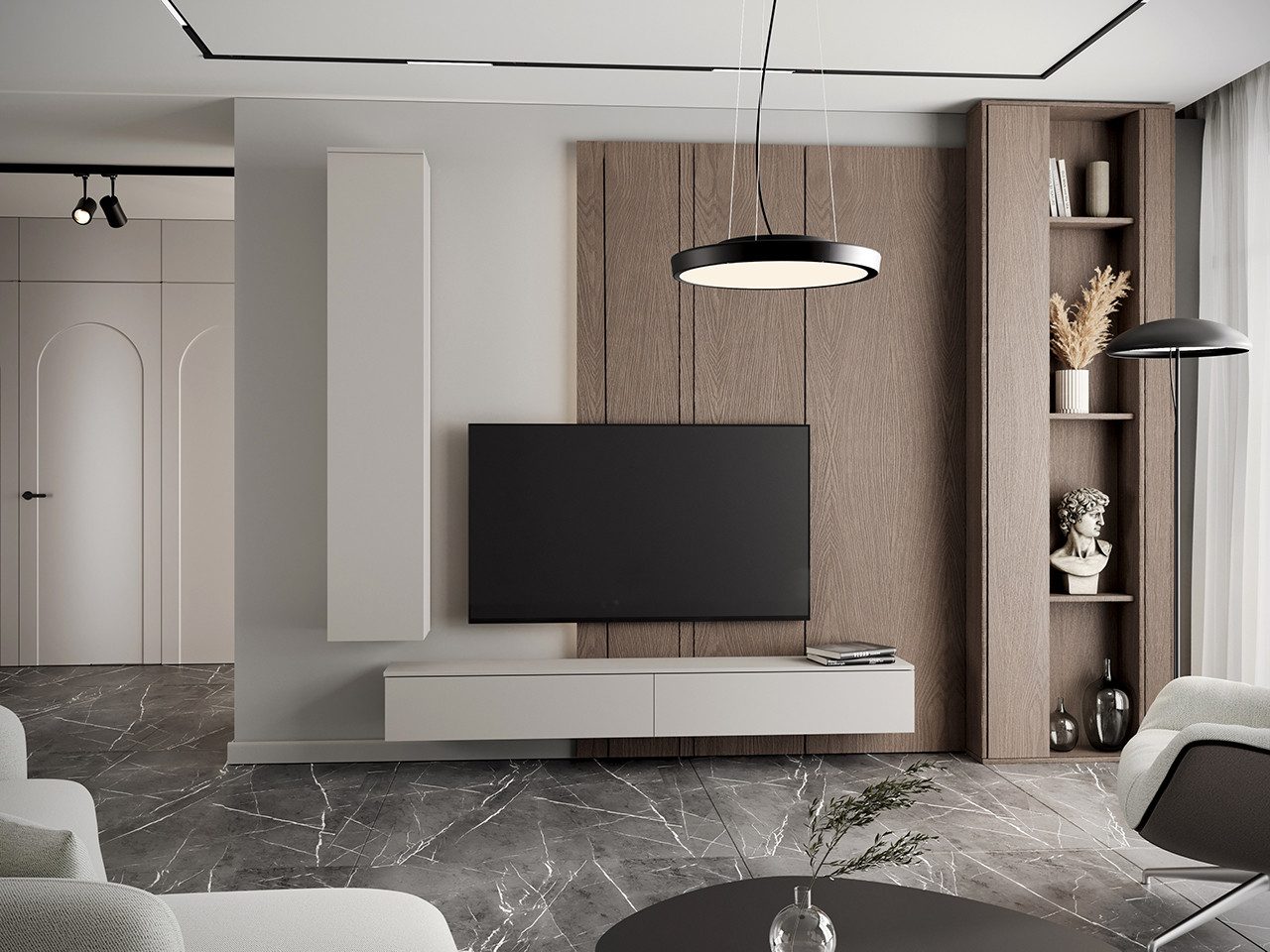 Wohnwand Medienwand FIVO 5 kaschmir 2tlg. Hängeschrank TV Lowboard