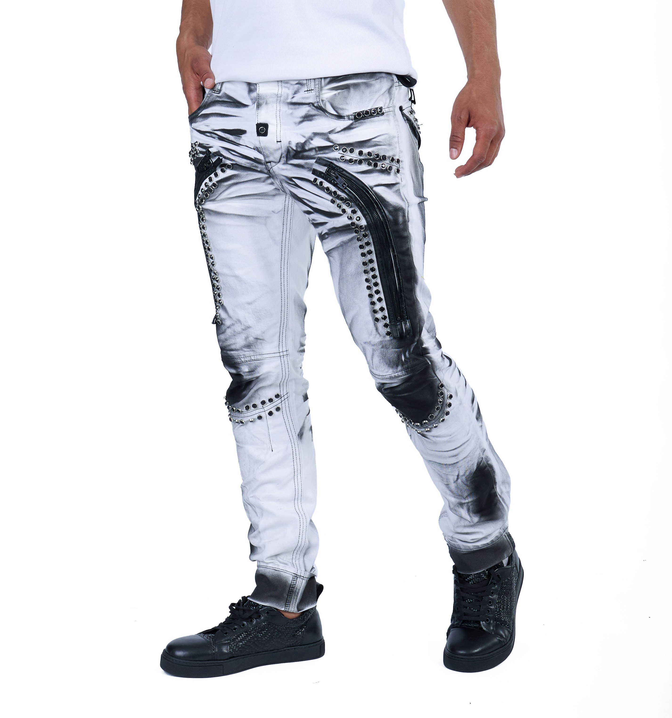 KINGZ Slim-fit-Jeans KINGZ Herren Jeans Batik Designer Jeans günstig online kaufen