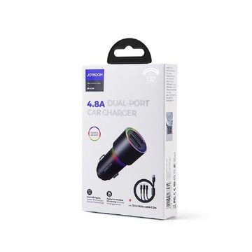 JOYROOM 4.8A Autoladegerät 2 x USB 24W Ladeadapter + 3in1 Ladekabel Smartphone-Ladegerät