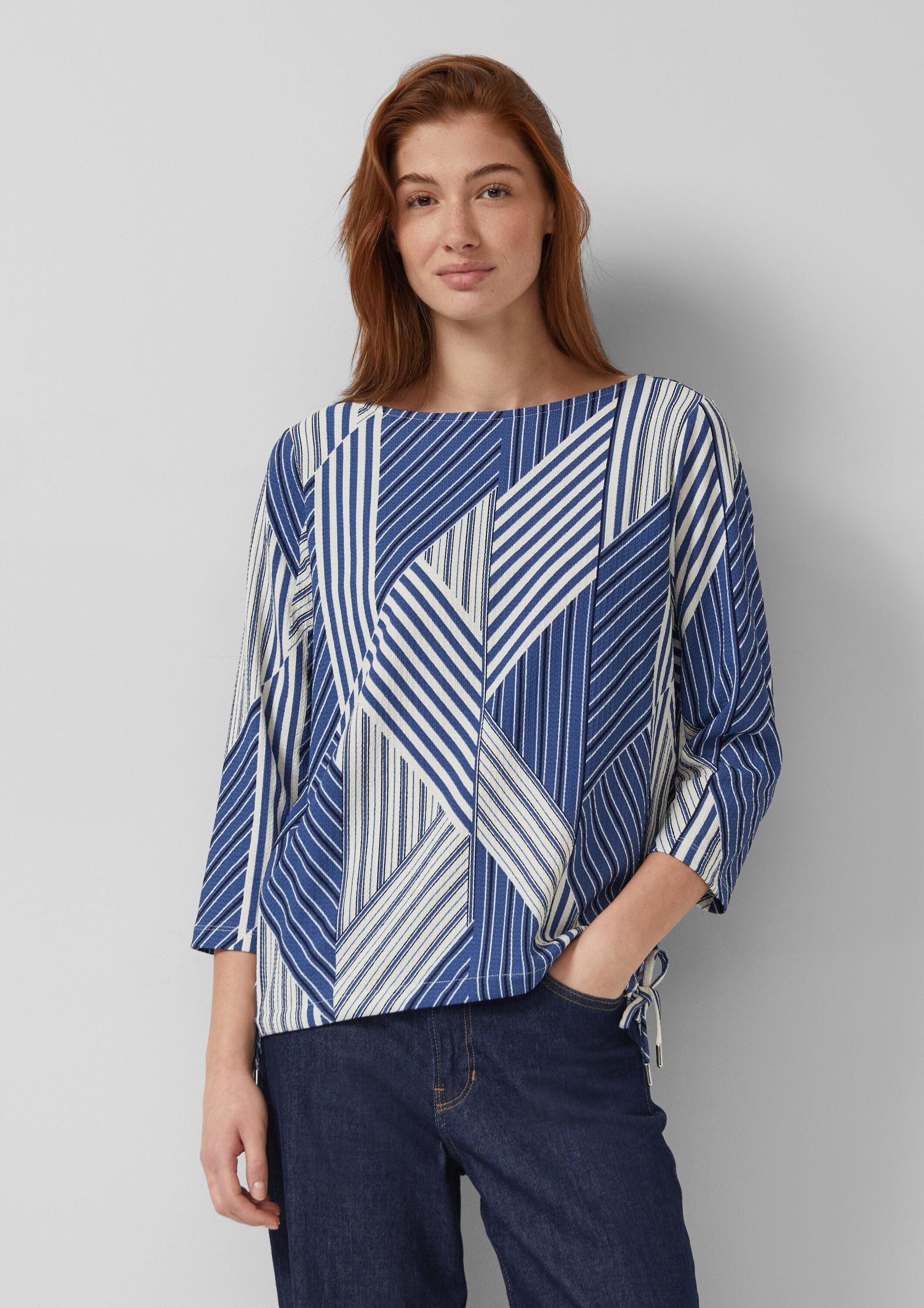 s.Oliver 3/4-Arm-Shirt T-Shirt Strukturierte Shirt-Bluse mit U-Boot-Ausschn günstig online kaufen