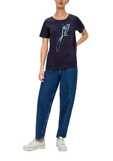 s.Oliver T-Shirt mit Aufschrift vorne blue