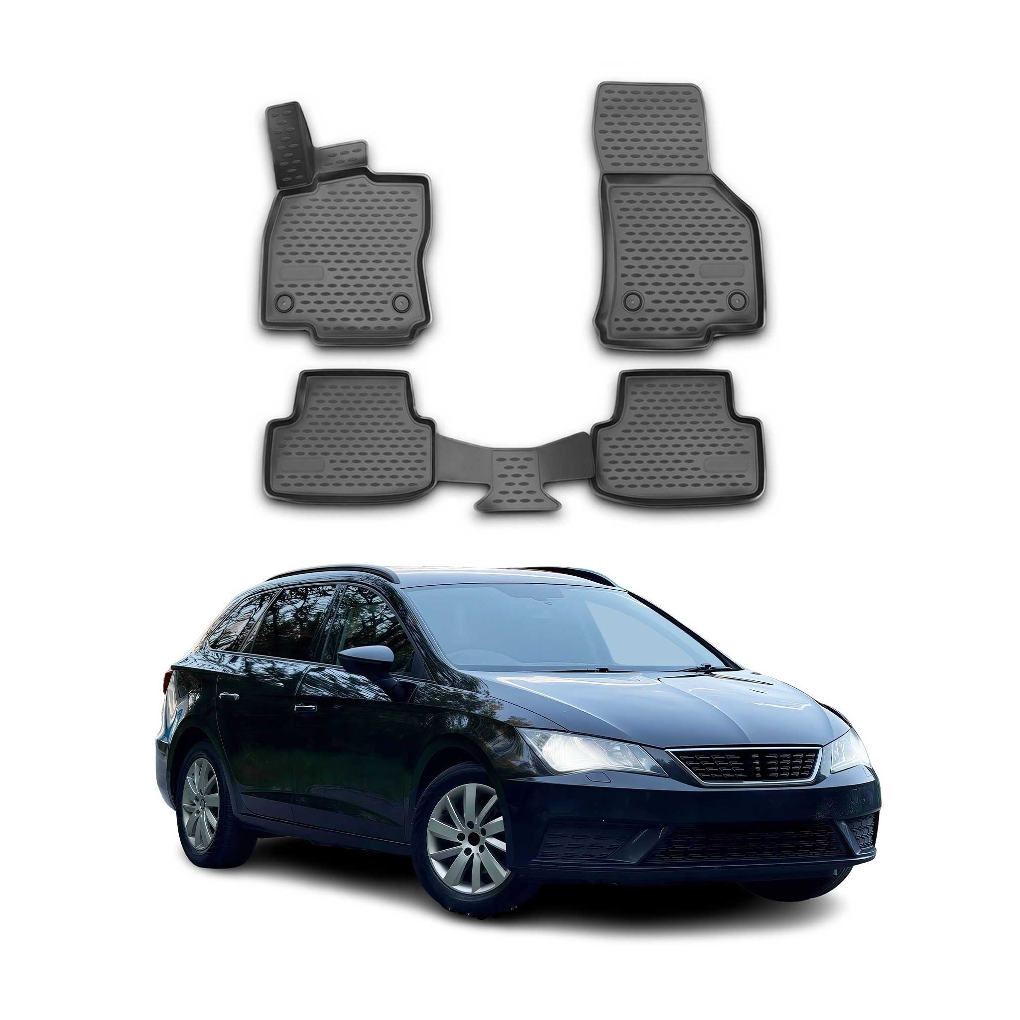 OMAC Auto-Fußmatten für Seat Leon 2012-2020 Schwarz 4 tlg TPE (4 St), für Seat Leon 2012-2020 Seat Leon 2012-2020, Antirutsch,Wasserfest,Einfache Installation