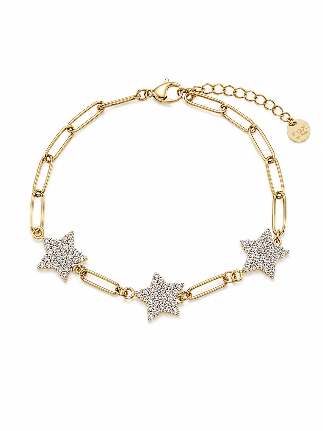 Brise Schmuck Armband Edelstahl Armband Damen mit Strass Sternen – Eleganter Schmuck, Verstellbare Länge, Rostfrei, Hautfreundlich, Leicht, Stern-Design