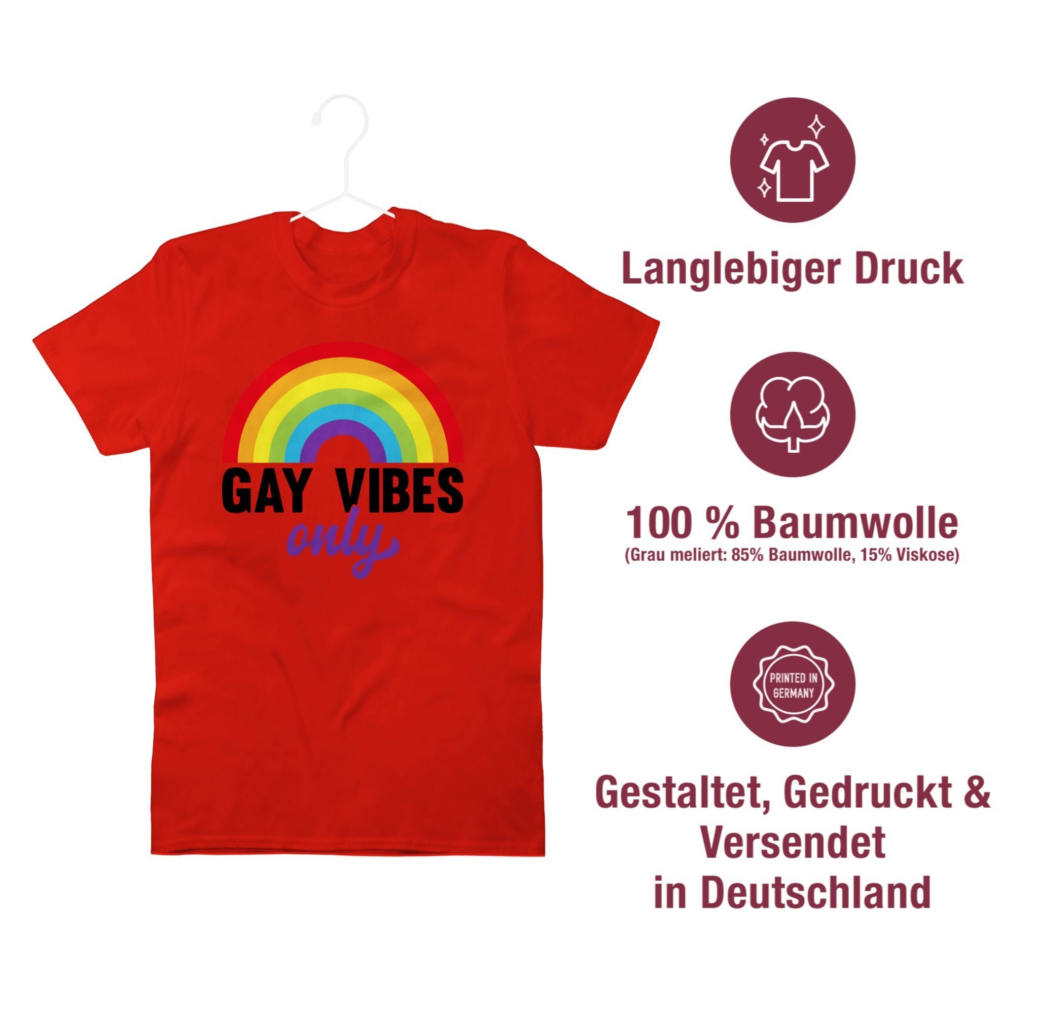 Only Gay Rot Regenbogen T-Shirt LGBT Kleidung Vibes Shirtracer 01 -