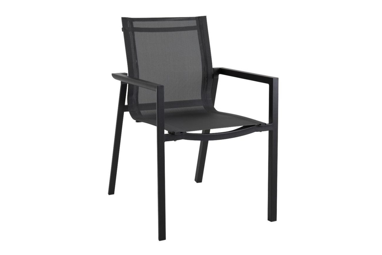Brafab Gartenstuhl Delia aus Textilene, Schwarz/Schwarz