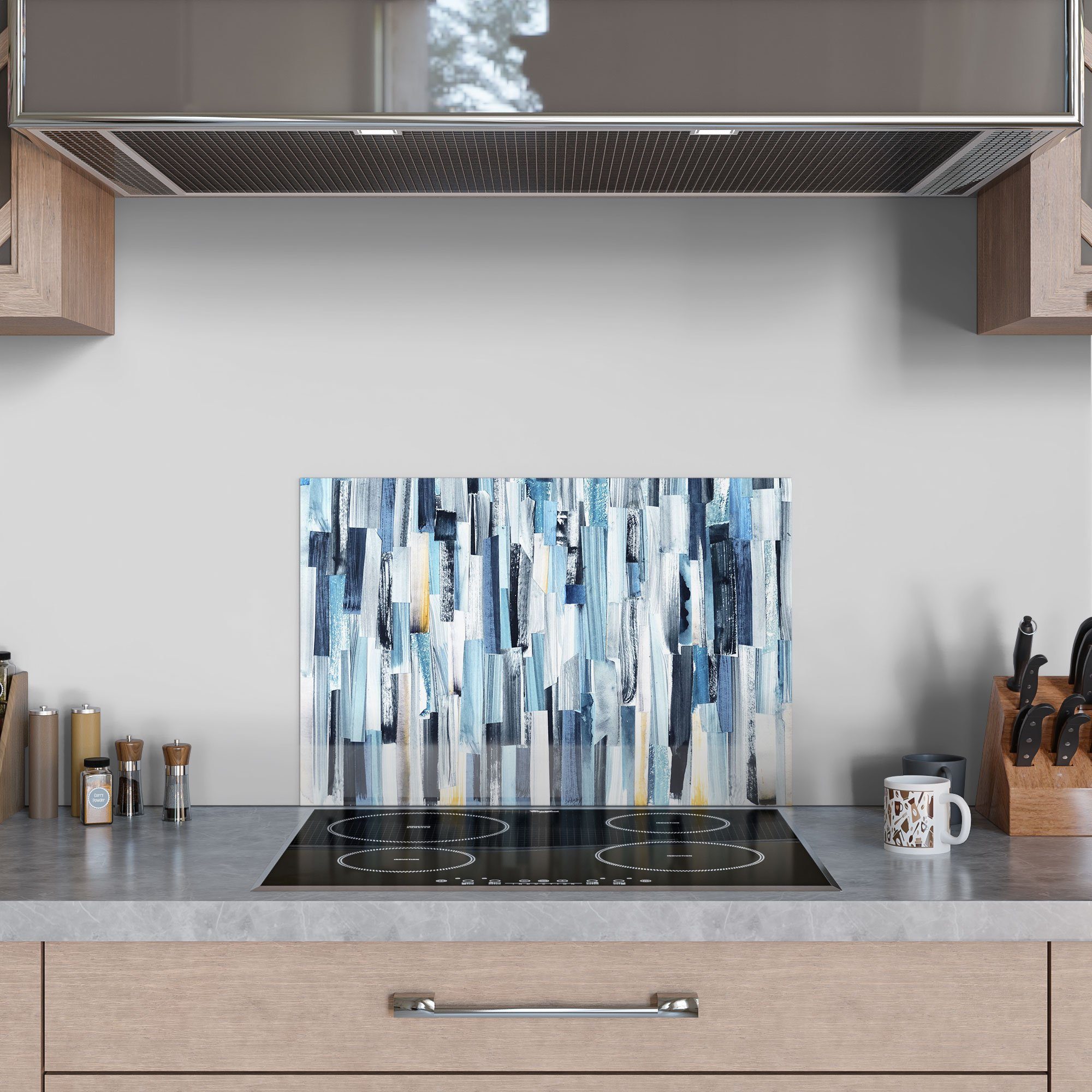 Spritzschutz Badrückwand Küchenrückwand Glas 'Vertikales DEQORI Herdblende Streifendesign',
