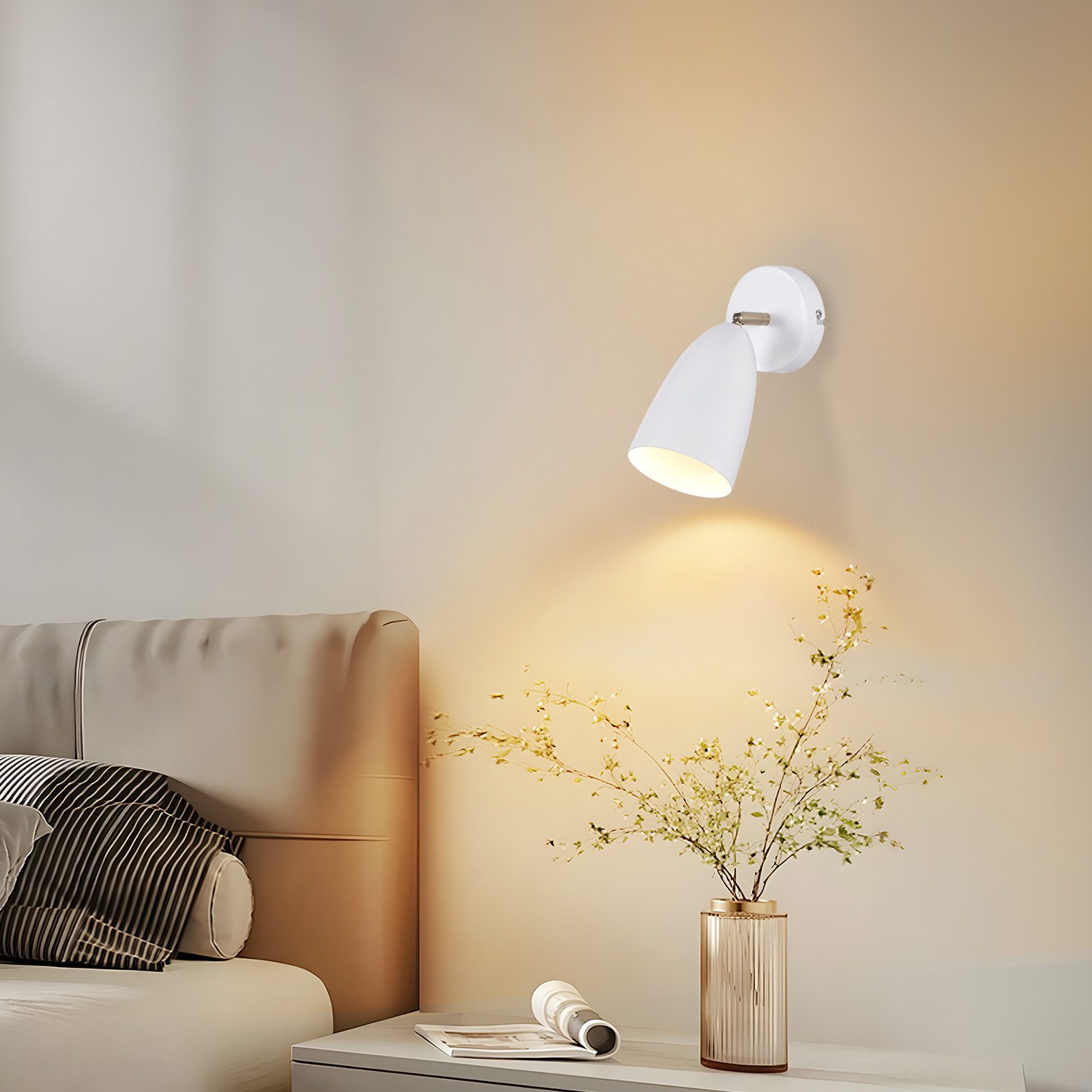 ZMH Wandleuchte Innen Schwarz/Weiß Vintage Einstellbar Wandspot Schlafzimmer Max.40W, Einfache Installation, LED fest integriert, Schwenkbar 350° Deckenlampe Retro GU10 für Wohnzimmer Flur