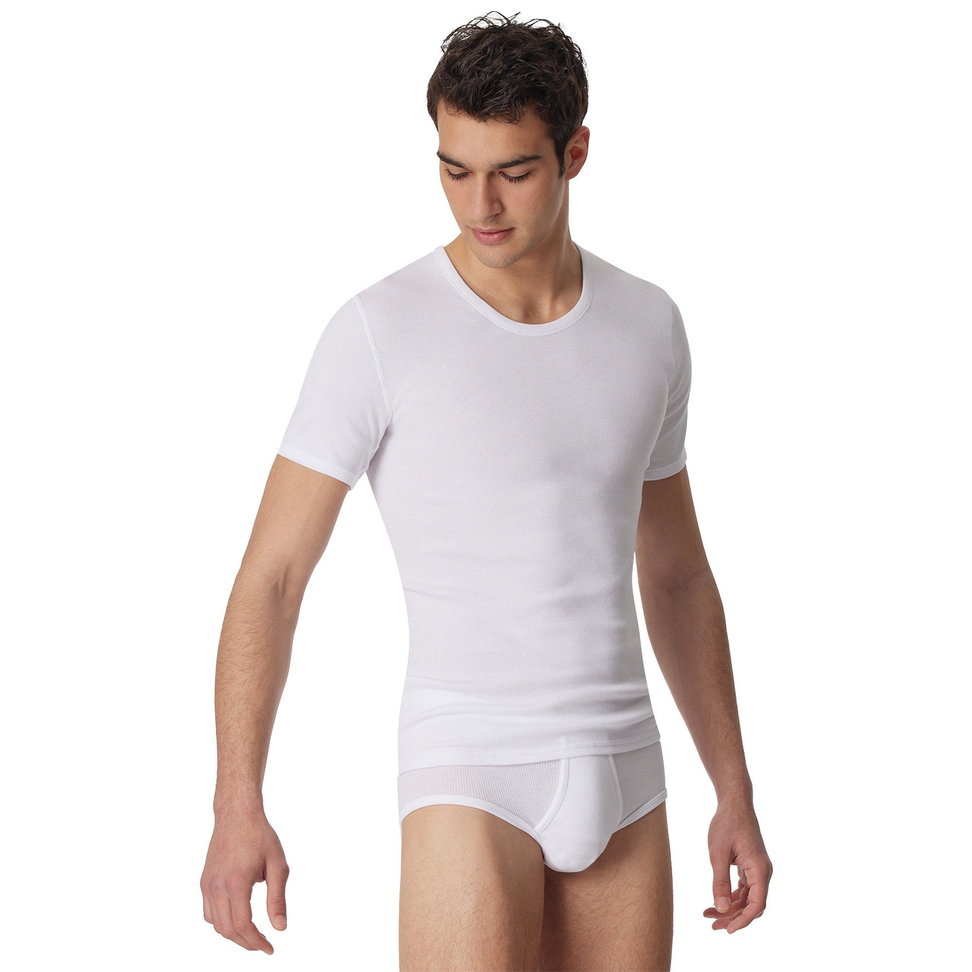Schiesser Unterhemd Herren T-Shirt 1er Pack Baumwolle (Packung, 1er Pack)