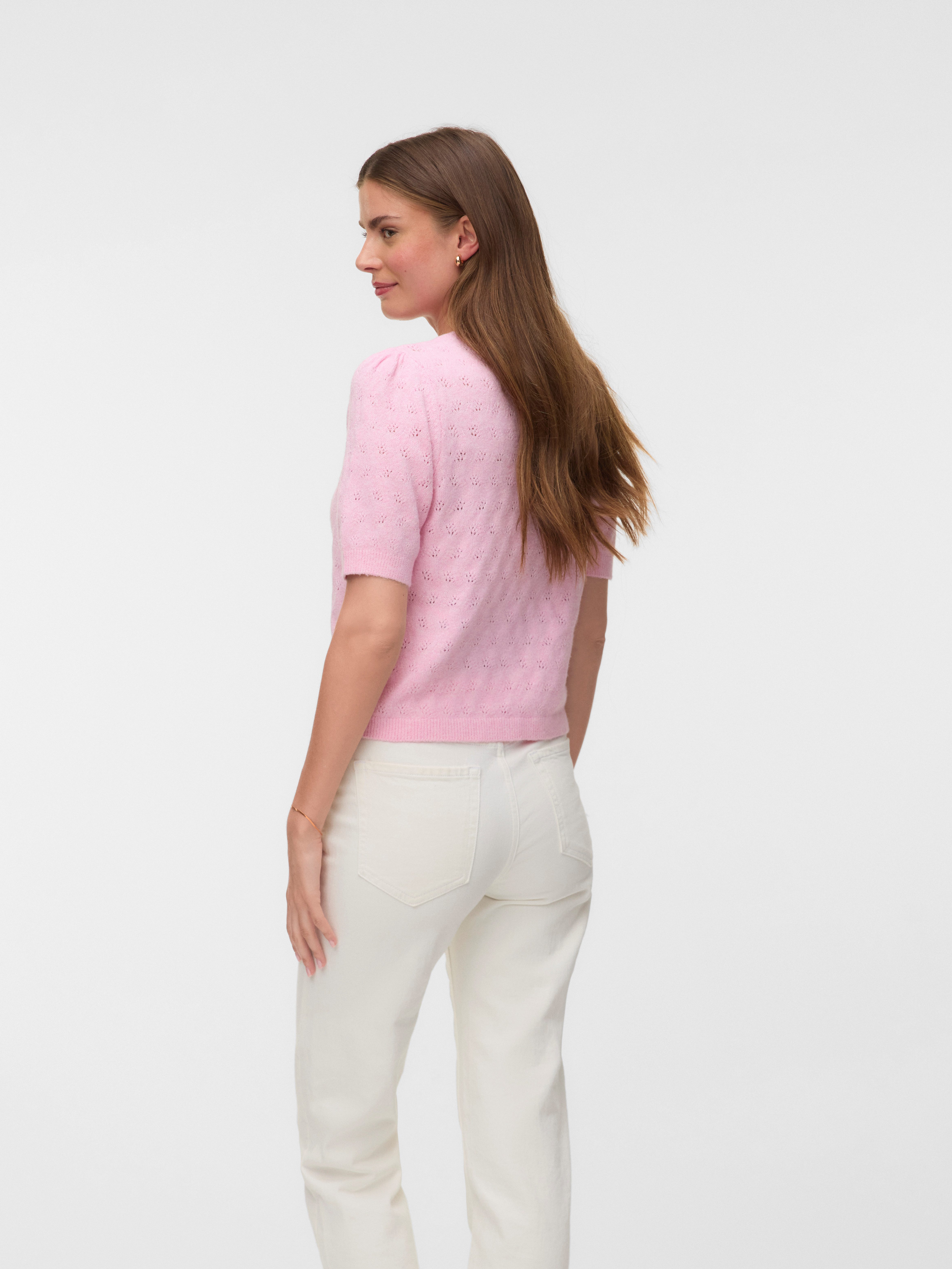 Vero Moda Kurzarmpullover VMDOFFY STITCH 2/4 O-NECK PULLOVER NOOS Materialmix, regular fit