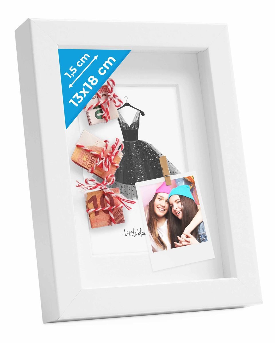 PHOTOLINI Bilderrahmen 3D-Rahmen mit Passepartout / für Objekte bis 1,5 cm günstig online kaufen