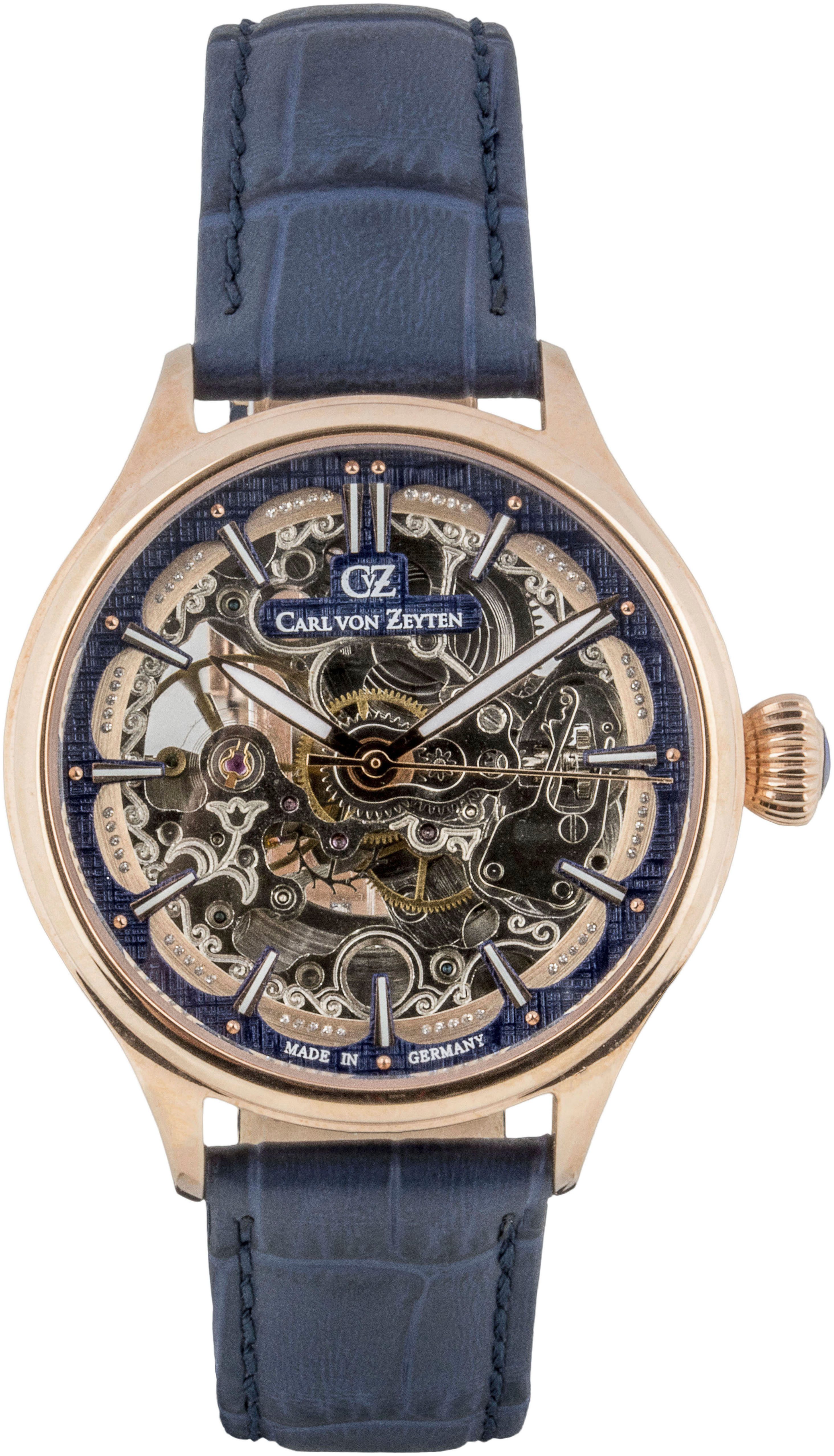 Carl von Zeyten Automatikuhr Horbach CVZ0072RBLS, Armbanduhr,Damenuhr, Skelettuhr, Made in Germany, Mechanische Uhr