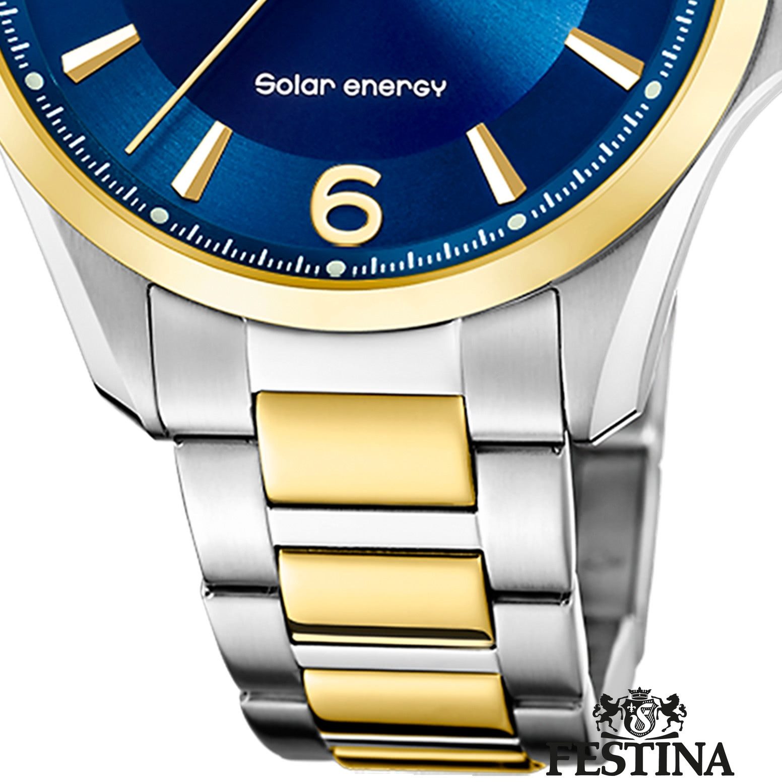 Festina Solaruhr Festina Herrenuhr Edelstahl silber gold, (Solaruhr), Herren Solaruhr rund, Edelstahlarmband silber, gold, Luxus