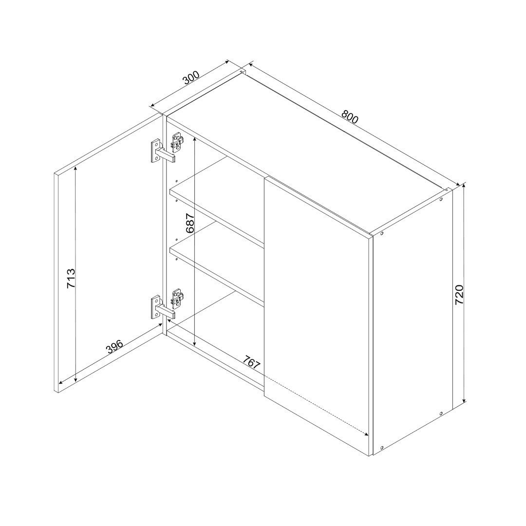 ROYAL24_MARKT Glashängeschrank WS80 - Arvion - Elegante Wandlösung (Küchen Glashängeschrank, 1-St., Premium - ARVION)