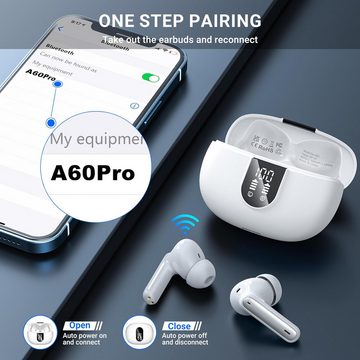 Aoslen Kabellos Bluetooth 5.3 Sport LED Anzeige 42 std Spielzeit In-Ear-Kopfhörer (Sport Kopfhörer mit HiFi Klang und IPX7 Wasserdichtigkeit für aktive Nutzer, mit 4 Mikrofon ENC Anruf NoiseCancelling HI-FI Stereo IPX7 Wasserdicht)