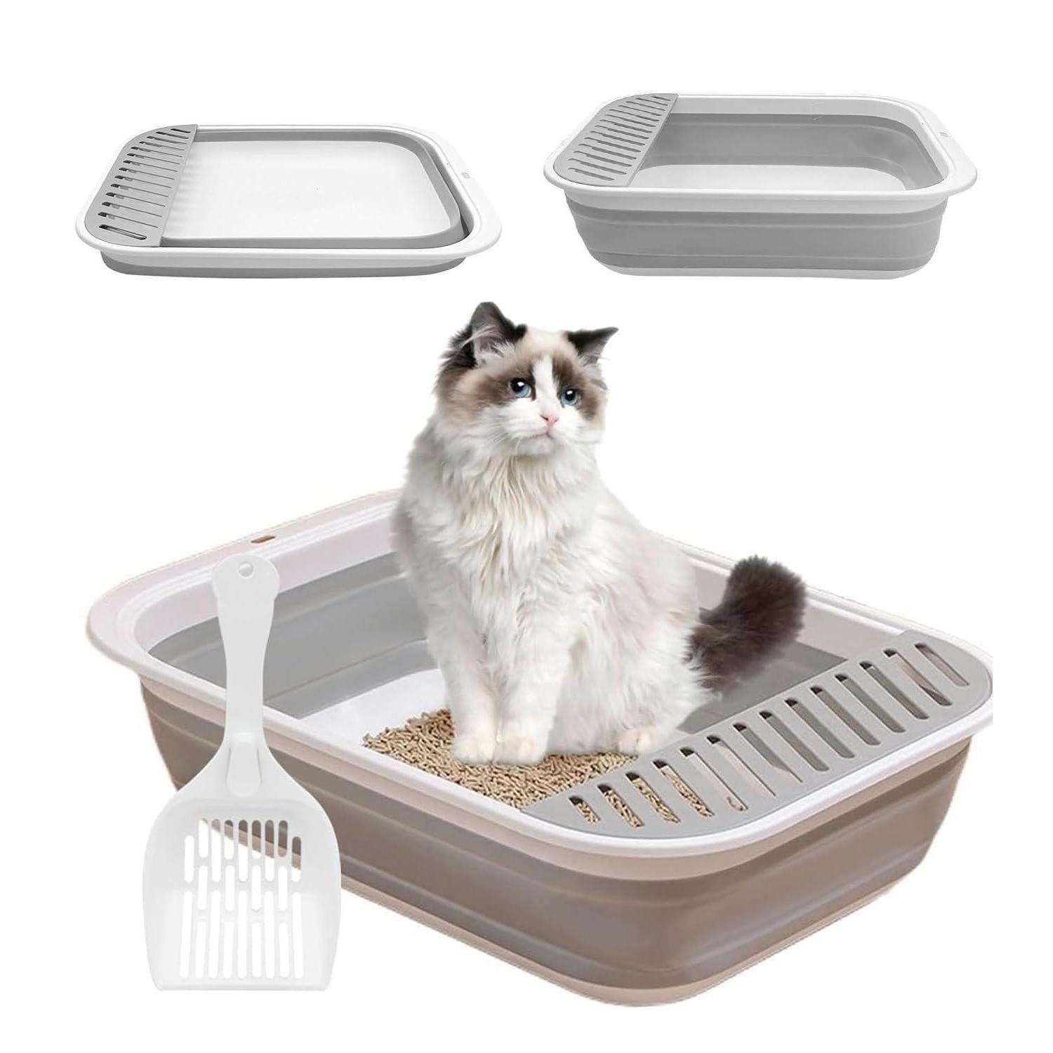 LuxusKollektion Katzentoilette Katzenklo Flach Niedrig Einstieg Grau