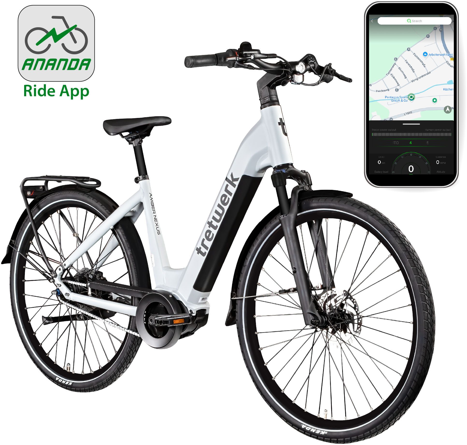 Tretwerk E-Bike Cityrad Amber Nexus, 8 Gang, Nabenschaltung, Mittelmotor, 550 Wh, Tretwerk Amber Nexus E Bike Damen 28 Zoll Elektrofahrrad 155 - 185cm