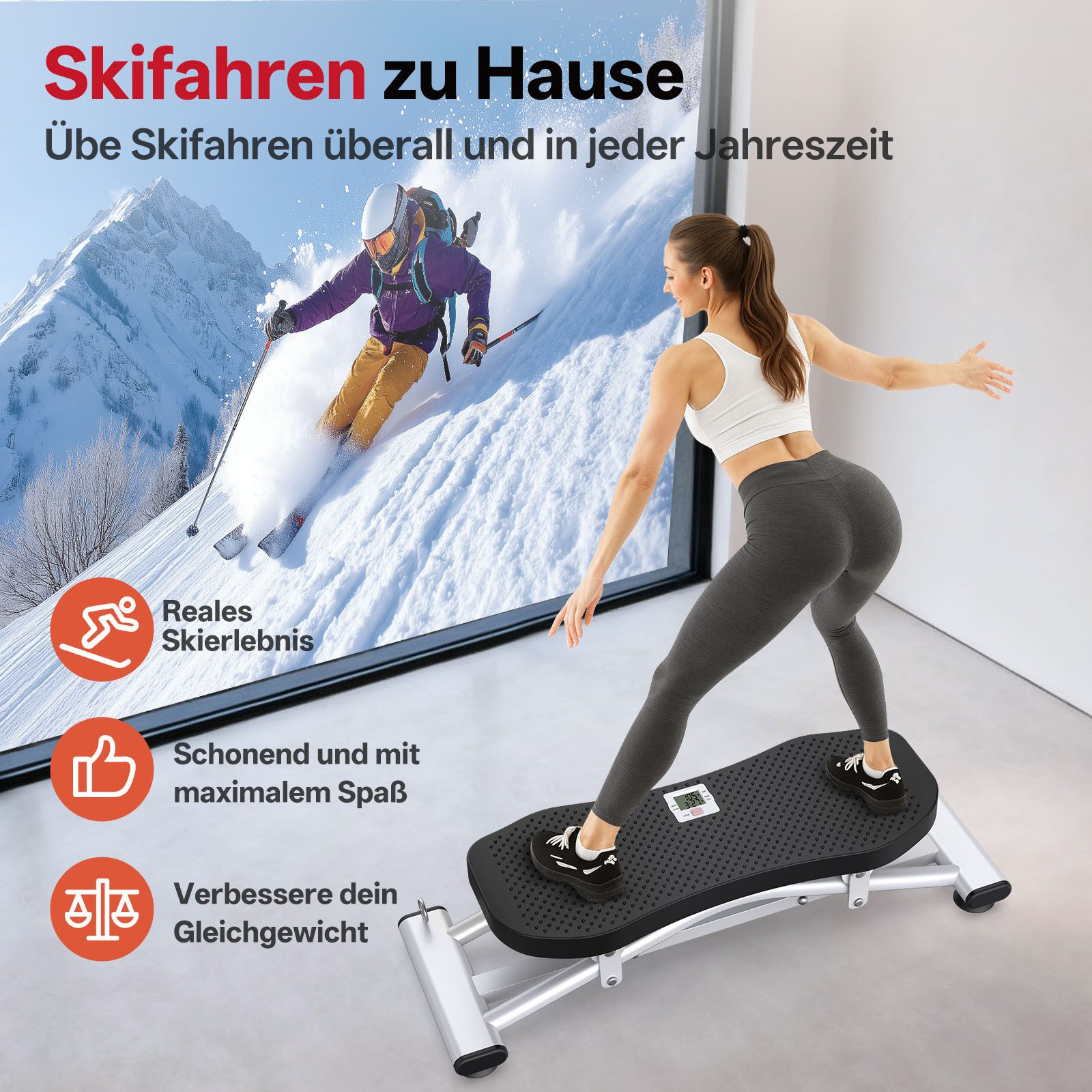 PASYOU Balanceboard PASYOU Ski-Balance Trainer, 130 kg Belastbarkeit, Ganzkörpertraining