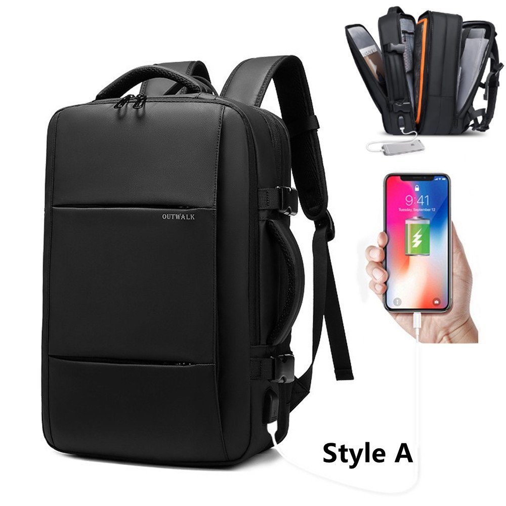 XDeer Reiserucksack 39L erweiterbarere Reiserucksack,Business-Laptop-Rucksack, (Set), wasserfester, diebstahlsicherer Laptop-Rucksack mit USB-Aufladung