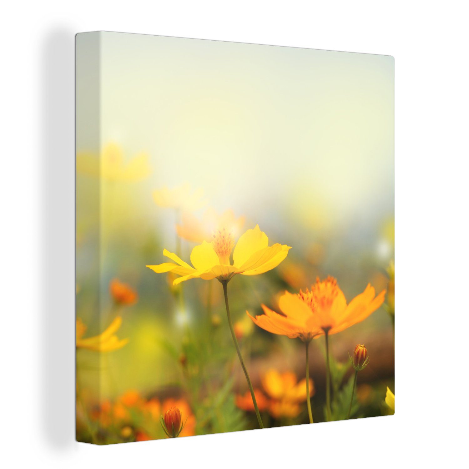 Landschaft Wohnzimmer für Gelb, Schlafzimmer St), Leinwandbild Blumen OneMillionCanvasses® - (1 Leinwand - Bilder