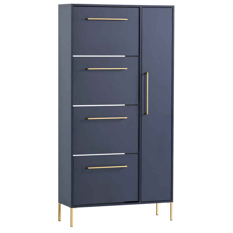 Lomadox Garderobenschrank KELLA-80 Flur Schrank Schuhkipper blau Garderobenschrank 88,4x174,2x30 cm