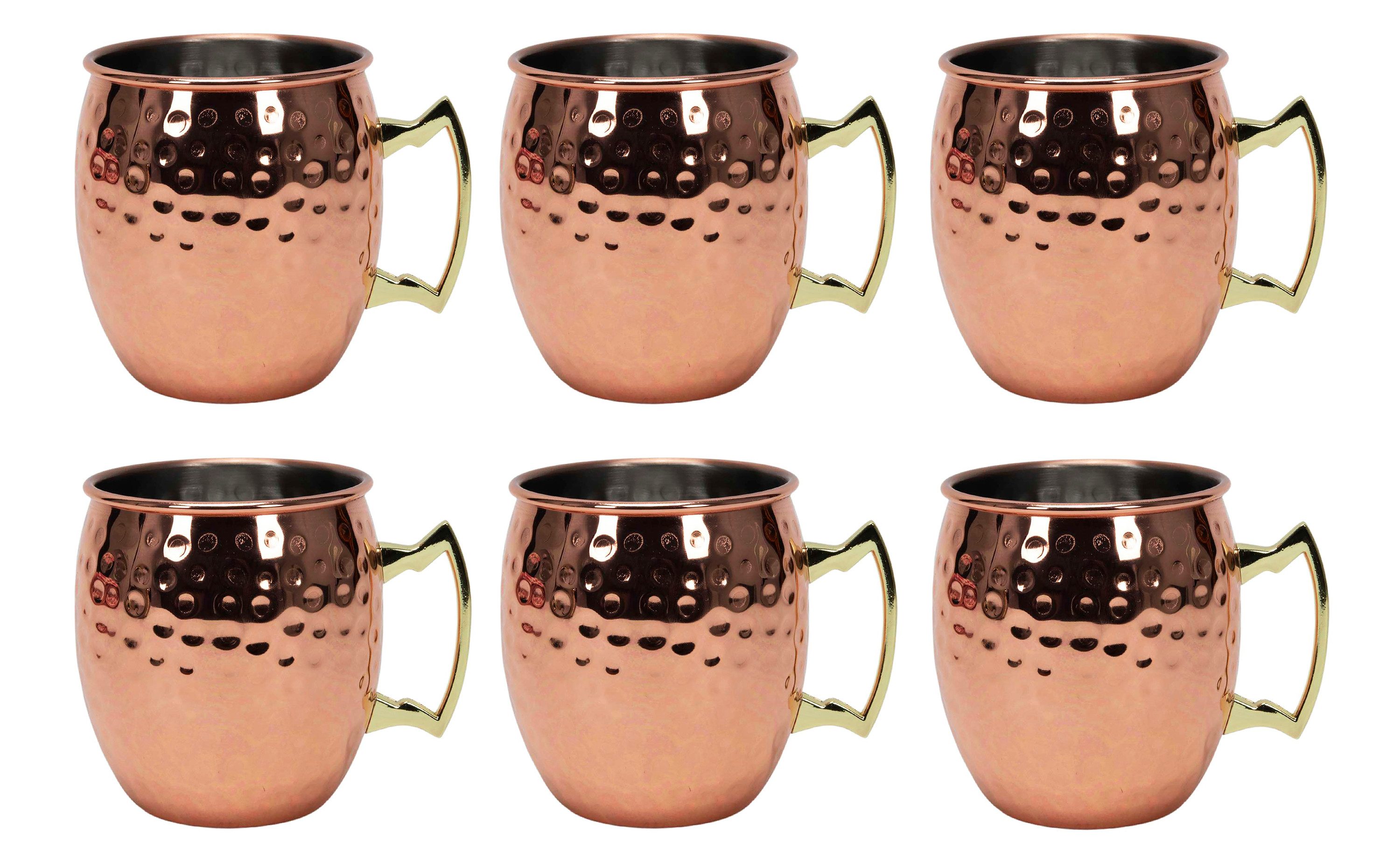 HIT Trading Becher 6x MOSCOW MULE BECHER "Hammerschlag" 500ml aus Kupfer und Edelstahl 50