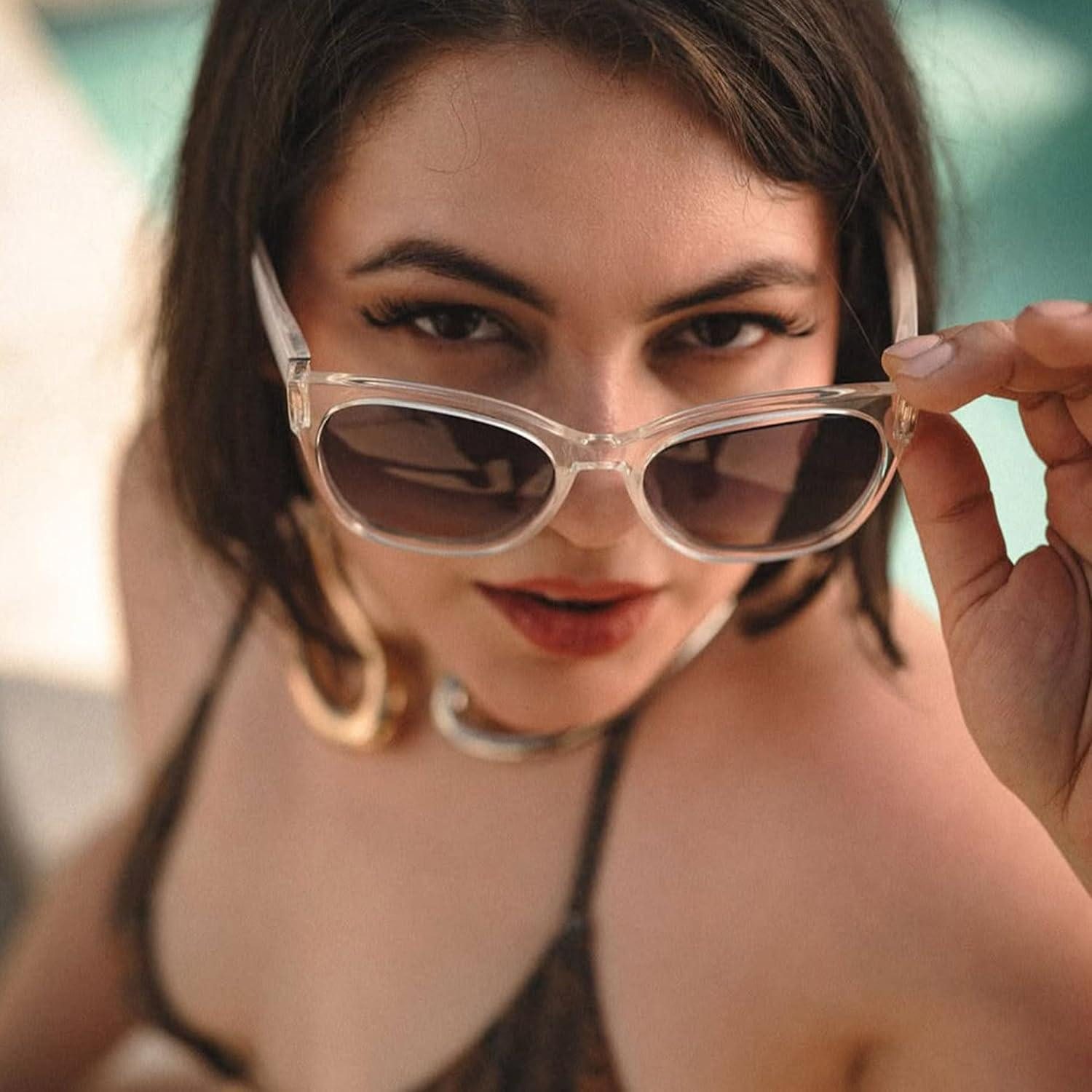 LuxusKollektion Retrosonnenbrille Sonnenbrille Damen Cat Eye Crystal Rahmen Gradient Graue Linse