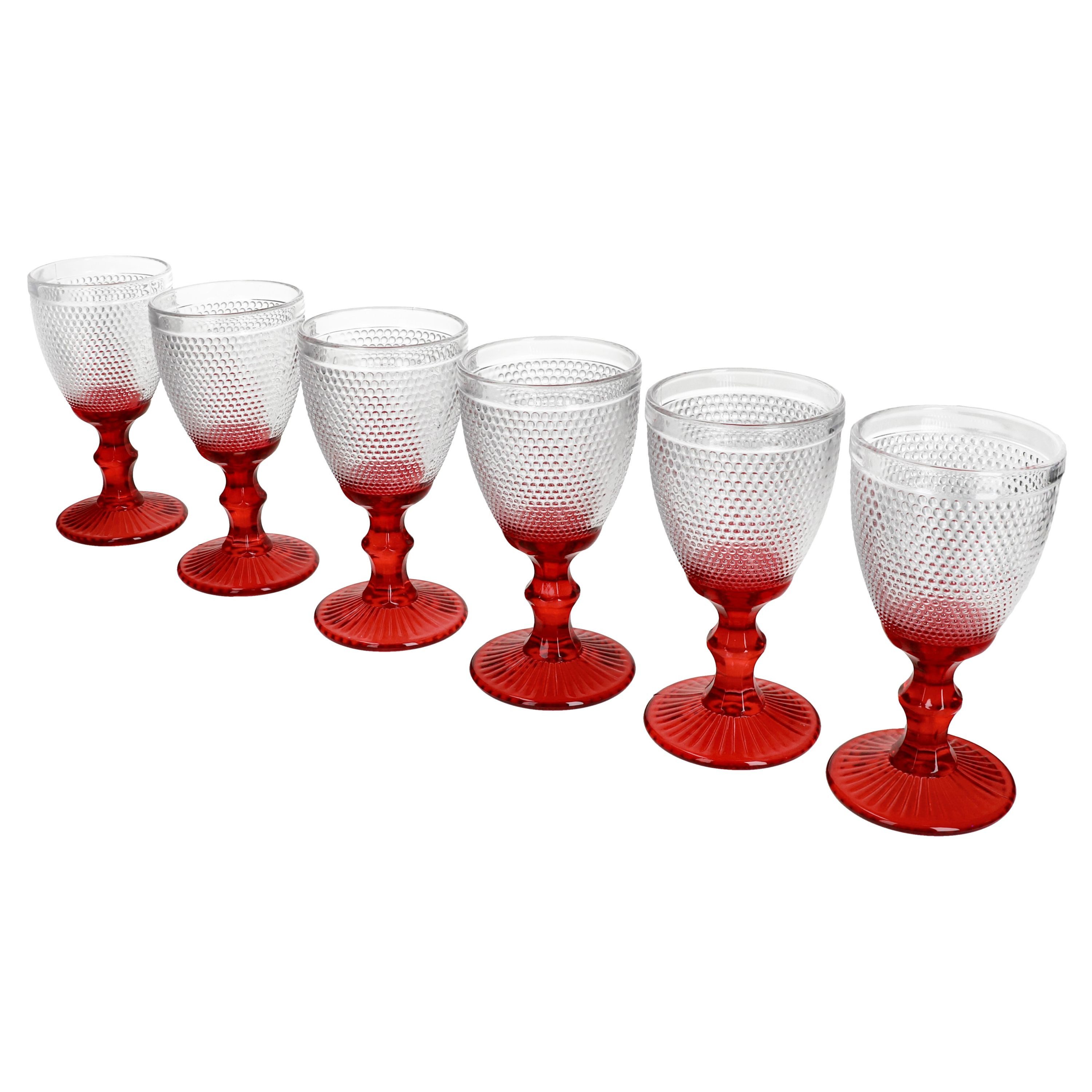 MamboCat Weinglas MamboCat 6x Rubin Weißweingläser 200ml Glas rot gepunktet Weinkelch, Glas