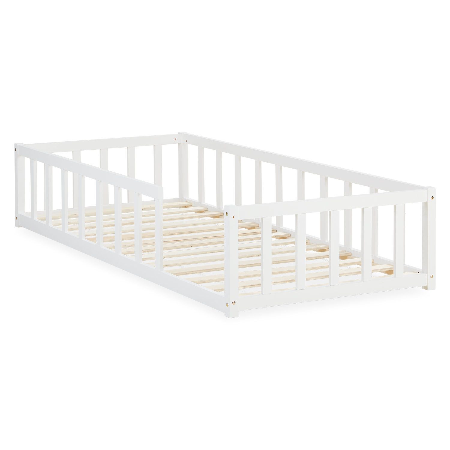 Homestyle4u Bodenbett 90x200 in Weiß mit Lattenrost 2523 günstig online kaufen