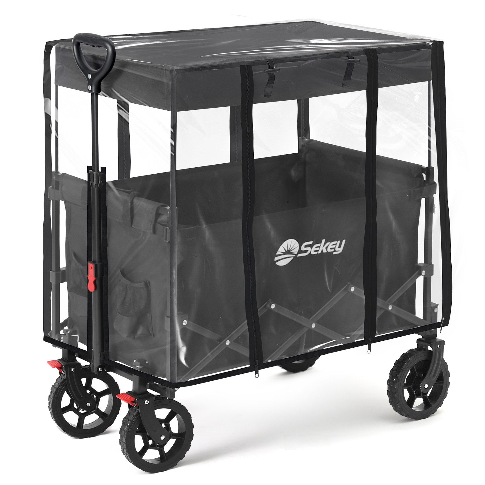 Sekey Bollerwagen Regenschutz Regenschutzhülle für Faltbarer Bollerwagen mit Dach, Hochwertiger Reißverschluss, Hornverschluss, umweltfreundliches EVA