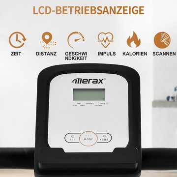 Merax Heimtrainer Fahrradtrainer mit 8 Widerstandstufen und verstellbarer Sitz, Fitnessbike mit Pulssensor und LCD Display