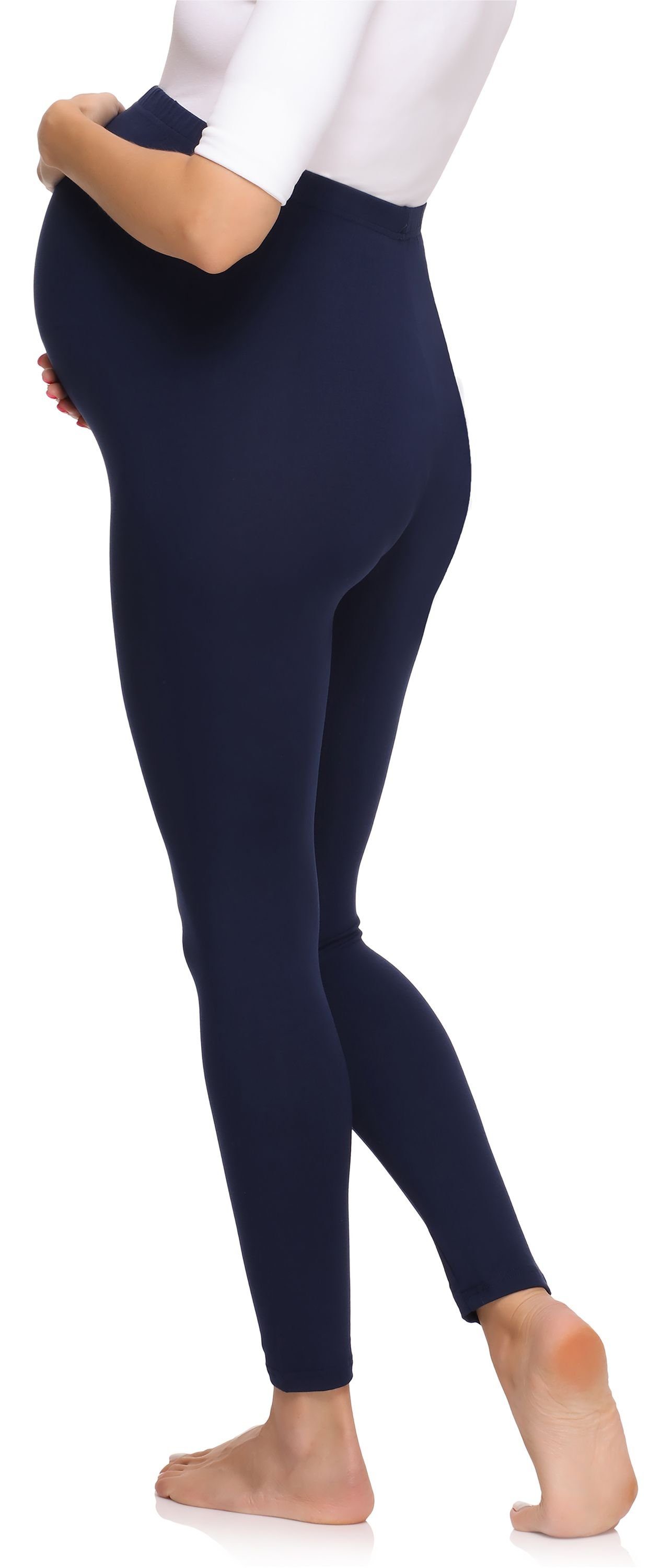 Style Lange Damen elastischer Umstandsleggings Viskose MS10-297 Merry Marineblau aus (1-tlg) Umstandsleggings Bund