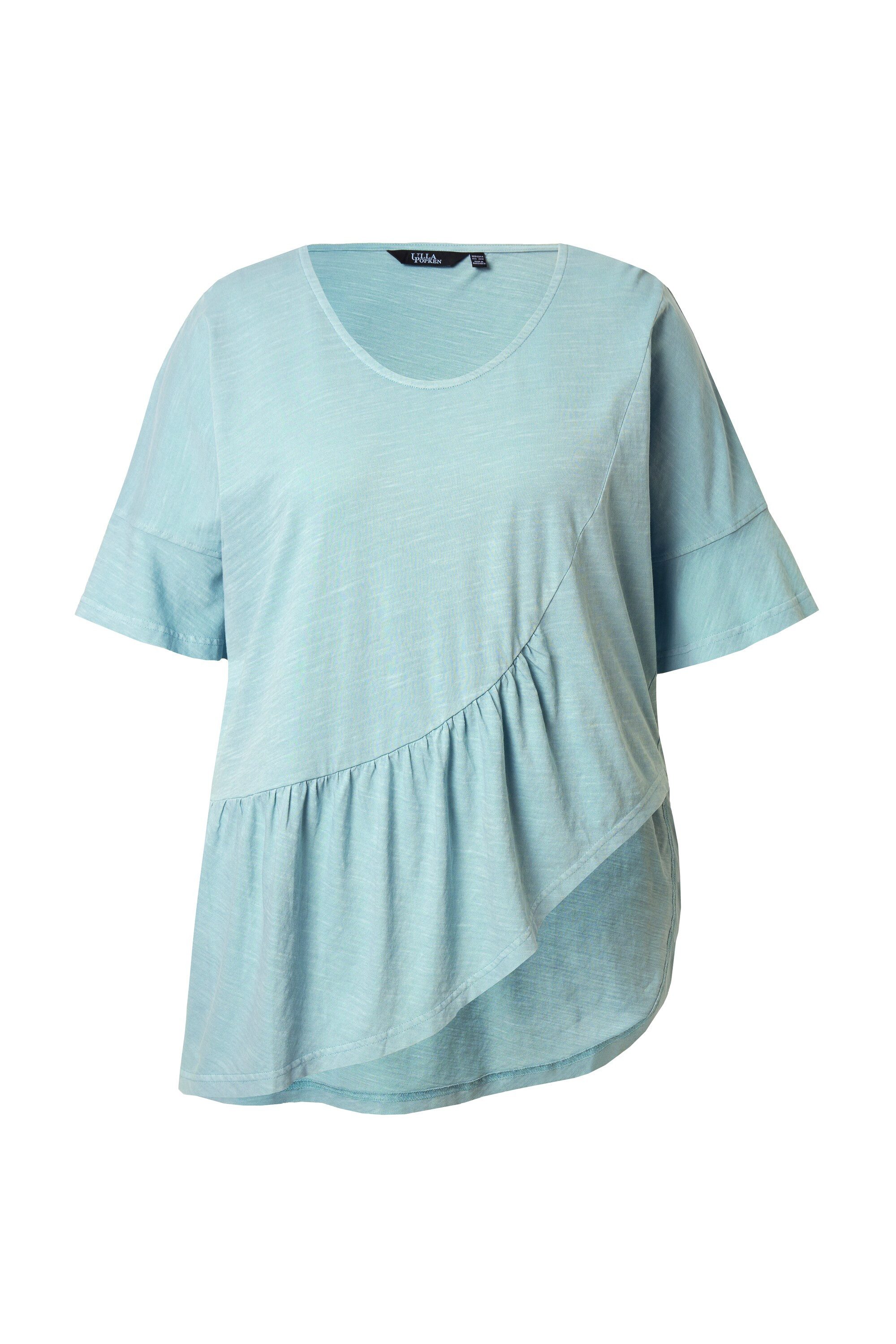 Ulla Popken T-Shirt T-Shirt Volantsaum Oversized V-Ausschnitt Halbarm günstig online kaufen