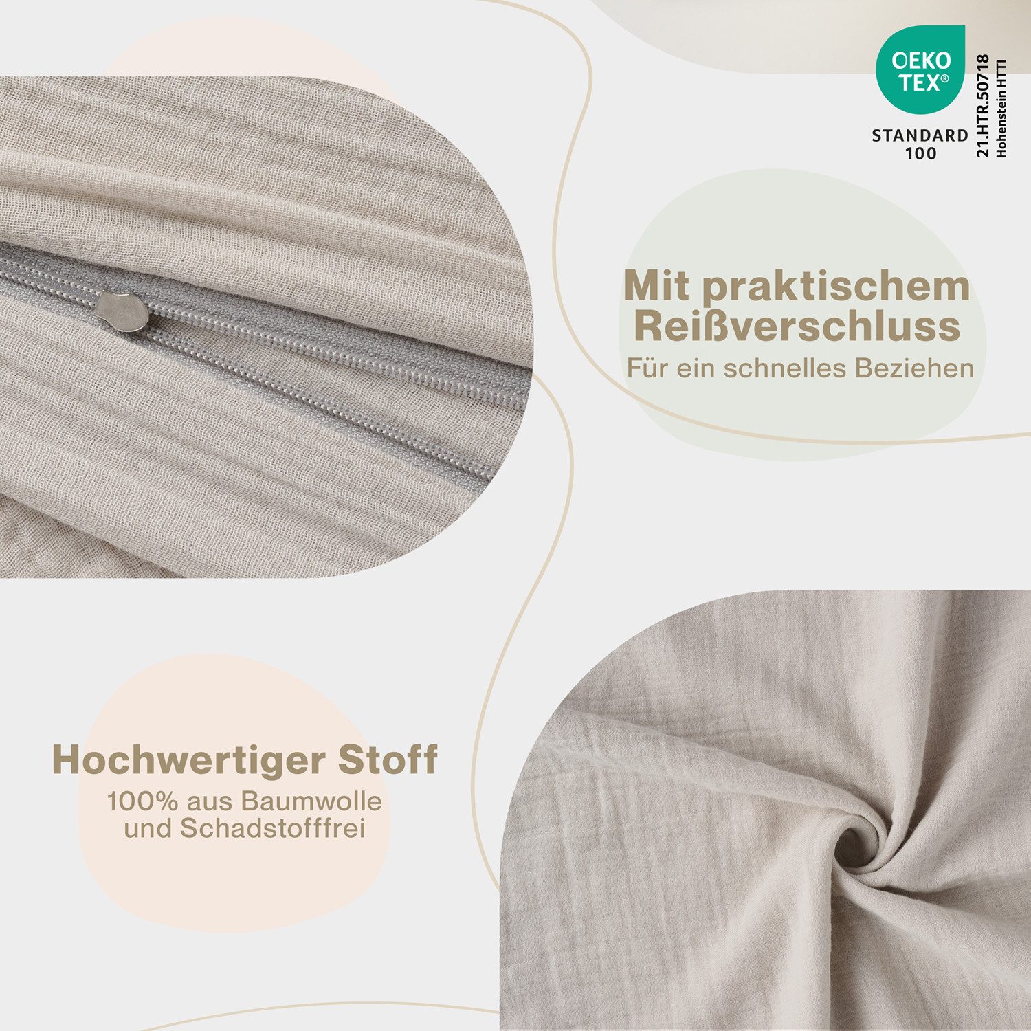Laleni Kinderbettwäsche Kinderbettwäsche aus Baumwolle - Musselin Bettwäsche, Oeko-TEX zertifizierte Bettwäsche Sommer