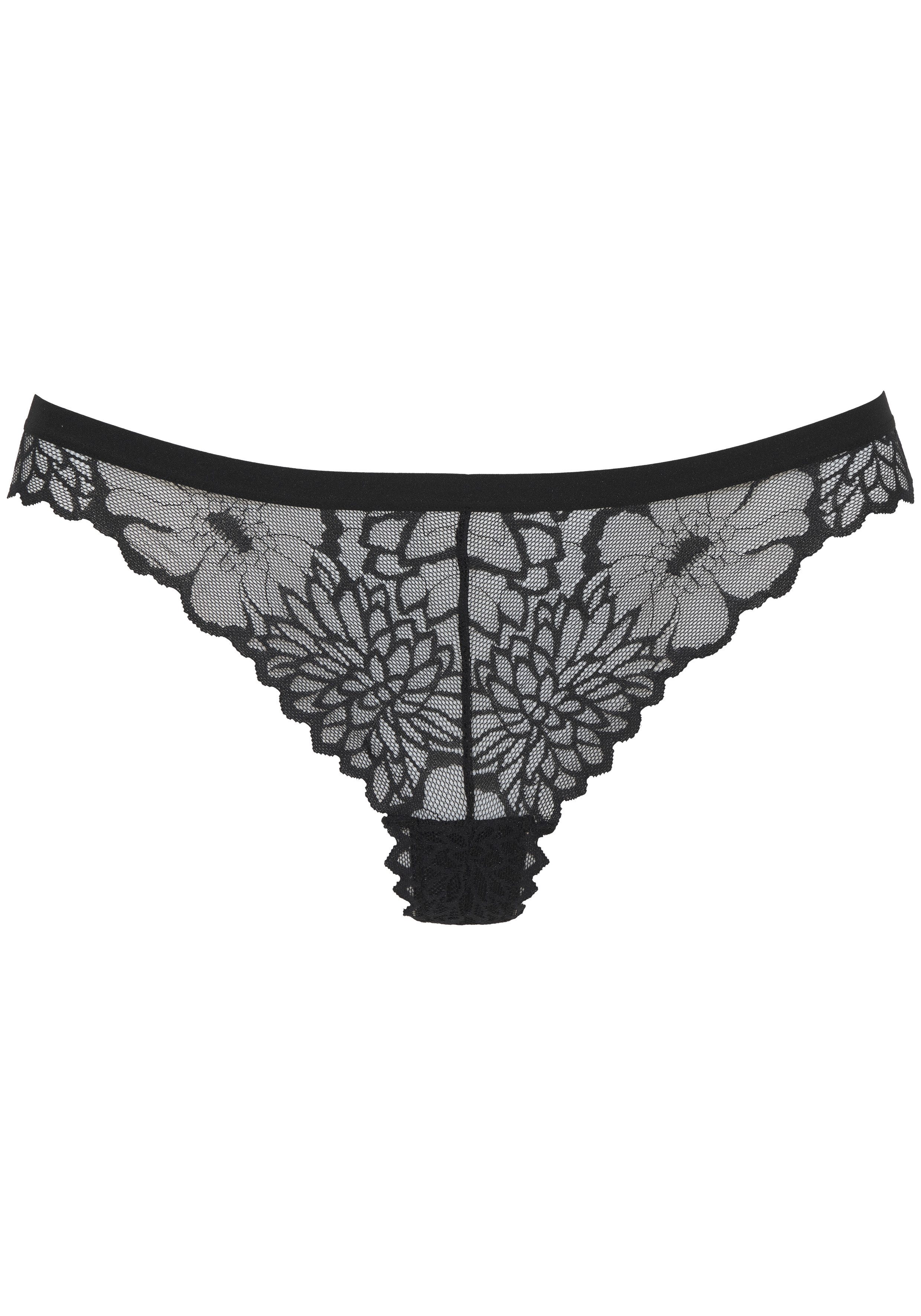 LASCANA String aus floraler Spitze, elastisches Material, unifarbenes Design