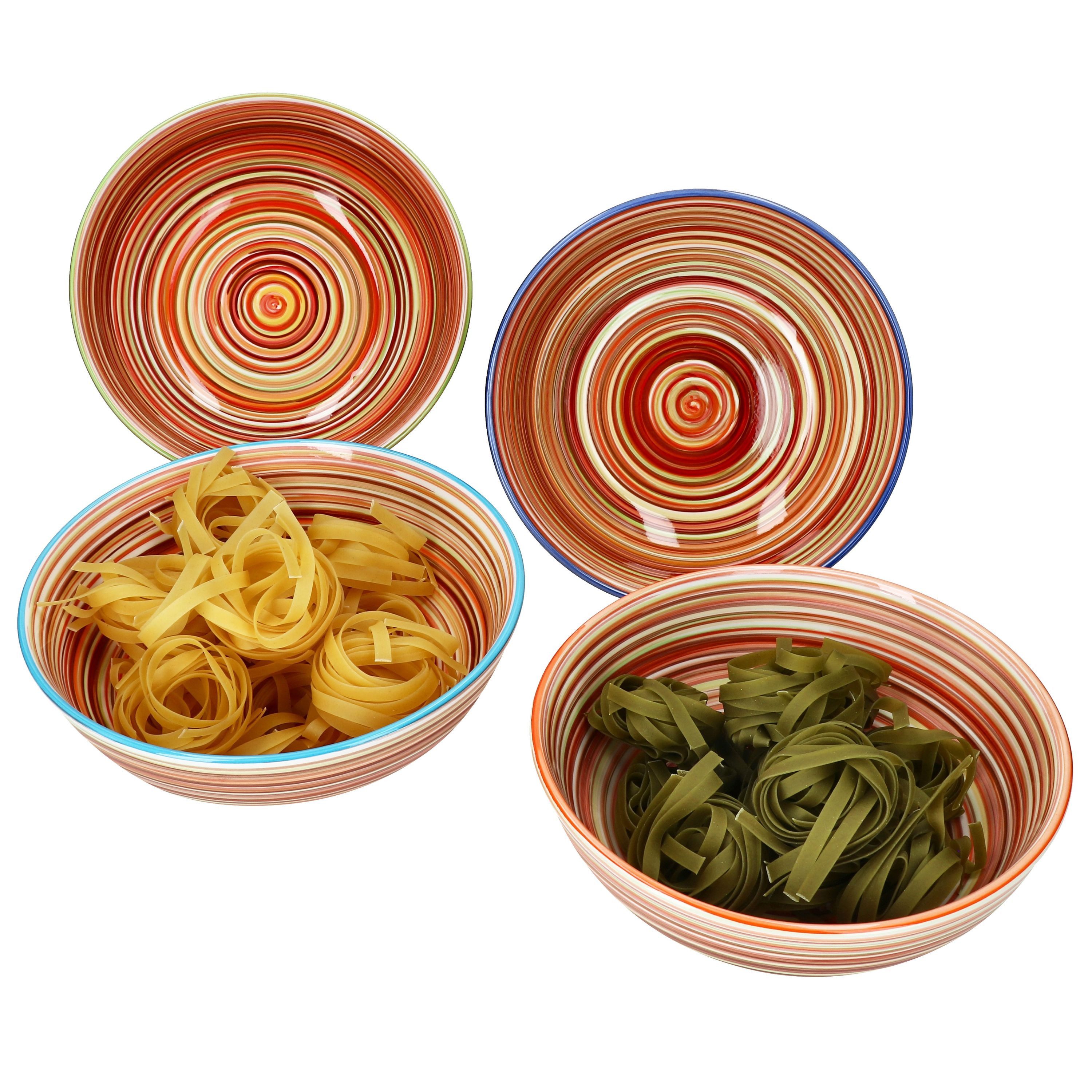 MamboCat Pastateller 4er Set Linea Spaghetti-Bowl Ø22,5cm 800ml gestreifte Pastateller