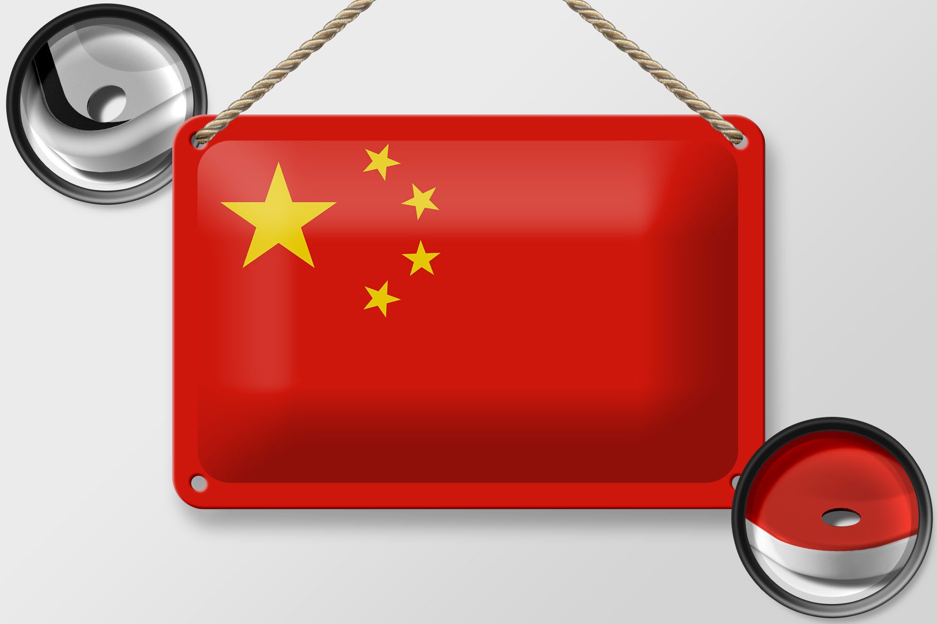Femer GmbH Metallschild Flagge China 18x12cm Flag of China, (1 St), gewölbte Oberfläche, abgerundete Ecken, umgeschlagene Kanten