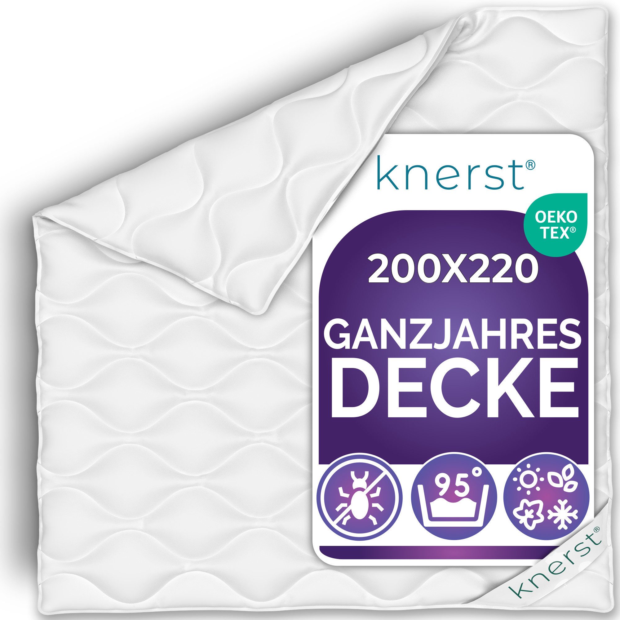 KNERST Microfaserbettdecke Allergiker Bettdecke Atmungsaktiv Klimafaser Steppdecke, Füllung: Klimafaser-Polyesterfüllung, Bezug: Polyester, Normal, 200x220 cm, Klimafaserfüllung, allergikerfreundlich