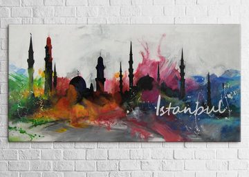 YS-Art Gemälde Istanbul, Architektur, Leinwandbild Skyline Istanbul Bunt