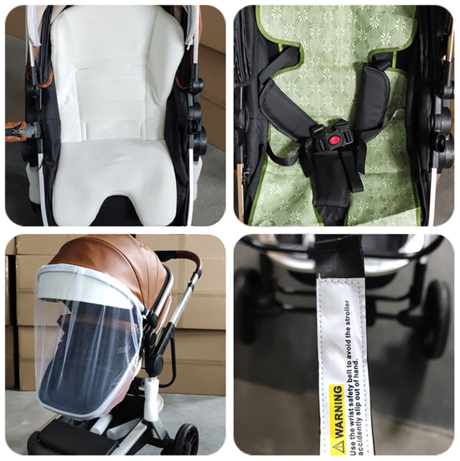 TPFFamily Kombi-Kinderwagen Babyschale Baby Buggy Babywanne 5-Punkt-Sicherheitsgurt Moskitonetz, Getränkehalter inkl. Zubehörset Kinderwagen 3 in 1 Kunstleder Grau