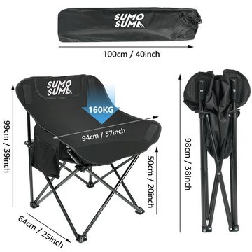 Sumosuma Campingstuhl Faltbar Camping Stuhl, Klappstuhl bis 160 kg, aus 600D Oxford-Gewebe (1 St), Mit hoher Rückenlehne, Tragegriff und Seitentasche