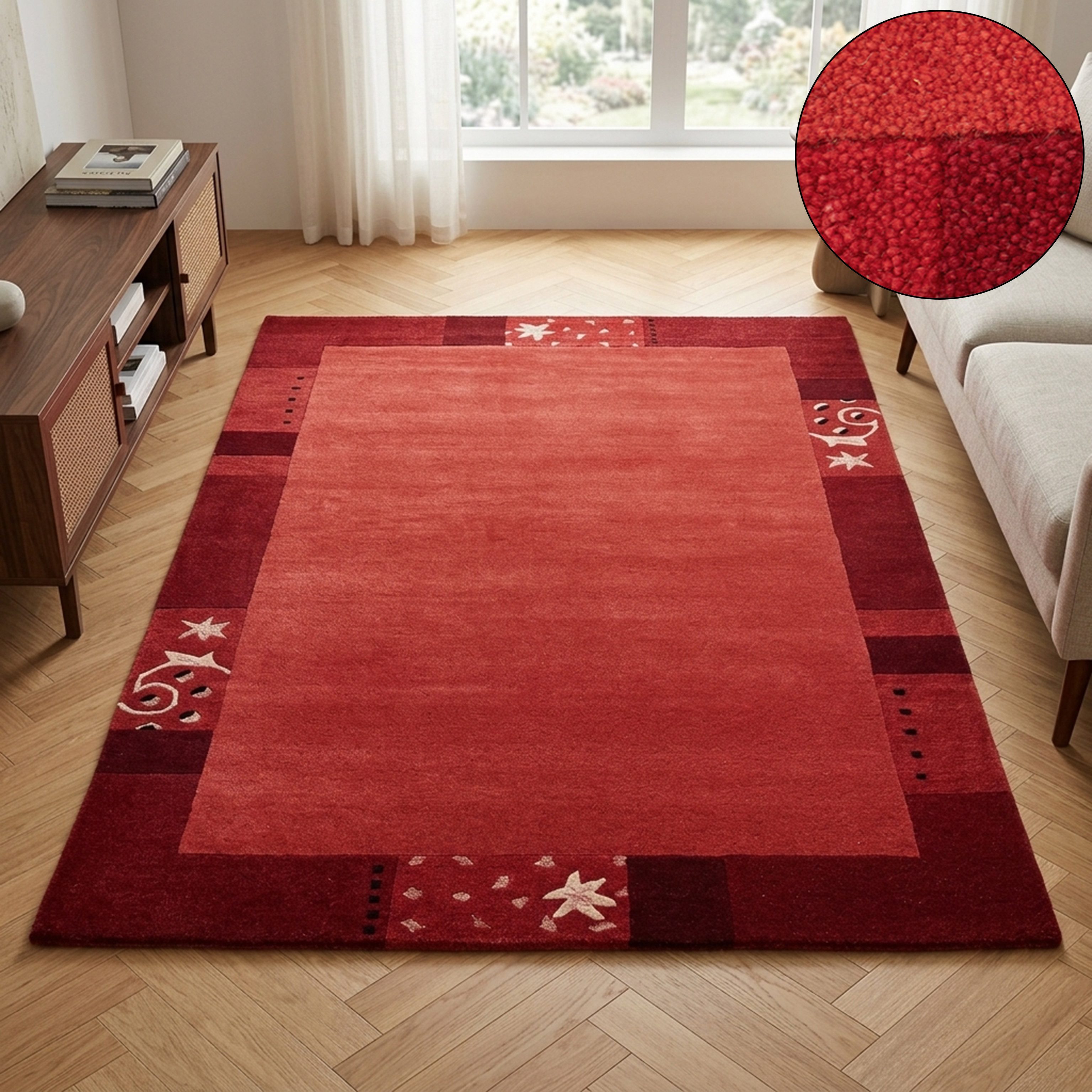THEKO Wollteppich Royal Ganges, rechteckig, Höhe: 13 mm, 95% Wolle, mit Bordüre, auch in rund, Wohnzimmer, Schlafzimmer