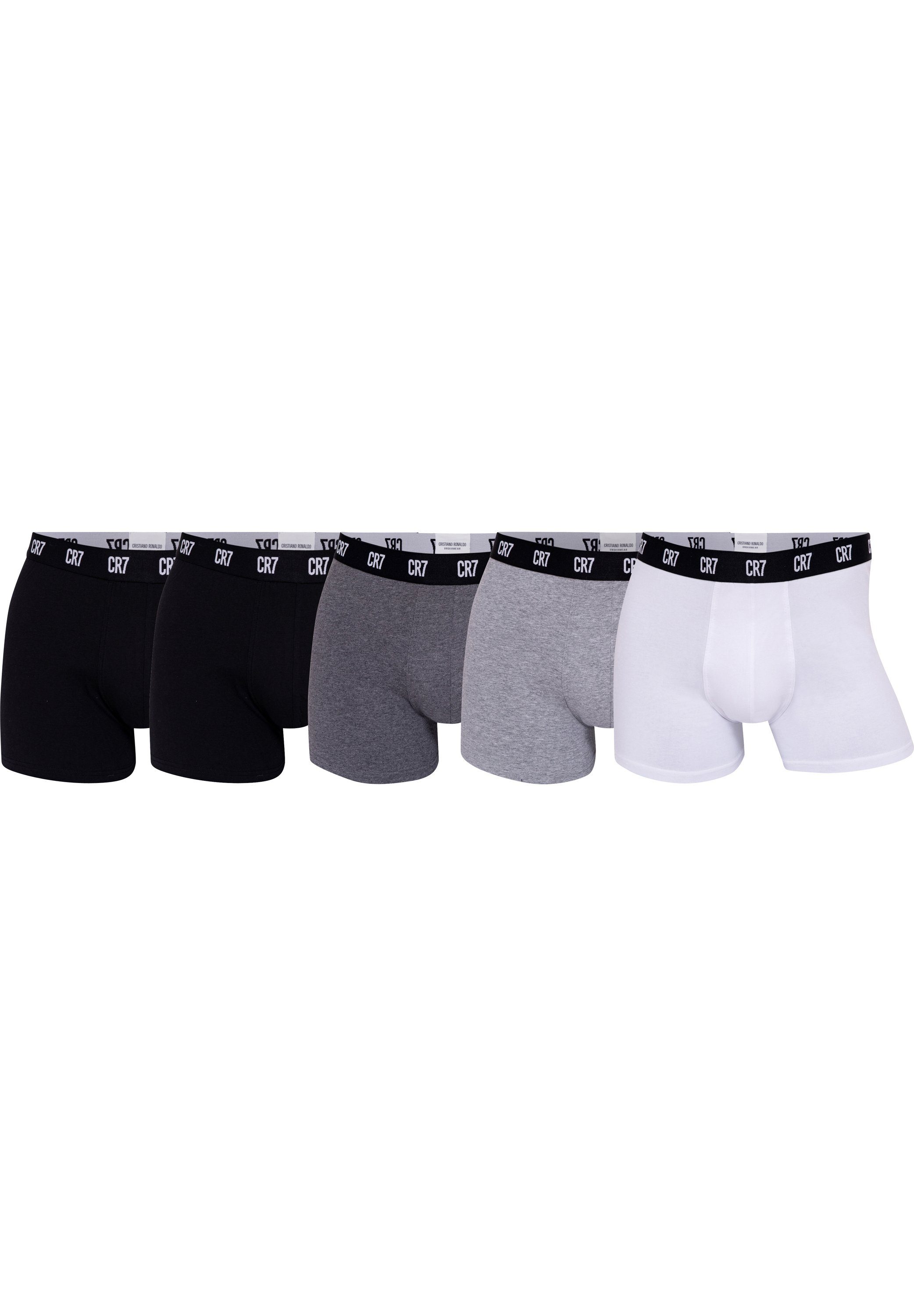 CR7 Boxershorts Basic (5-St) GOTS Trunk schwarzgrauweiss 5-Pack Bio-Baumwolle zertifizierte Organic