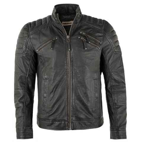 PUNCHBALL Lederjacke PB-HW 22-501 Punchball - Herren Echtleder Lederjacke Bikerjacke Lammnappa schwarz