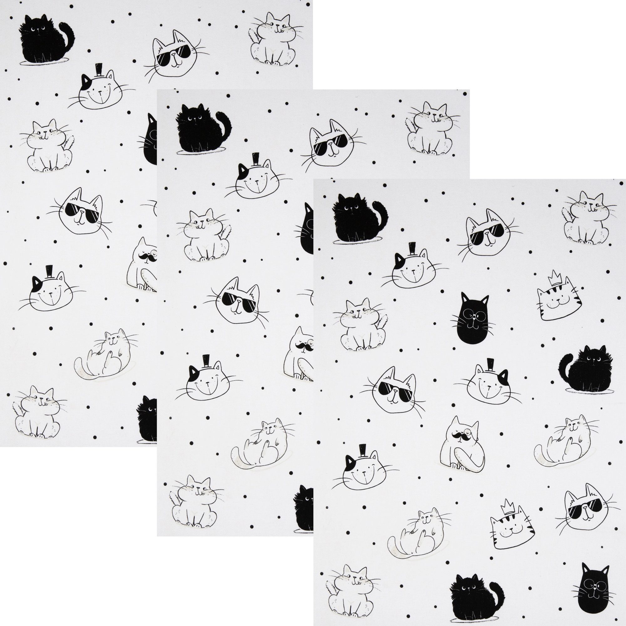 Kracht Geschirrtuch Geschirrtuch "Cool Cat" im 3er-Pack, Halbleinen Motiv günstig online kaufen