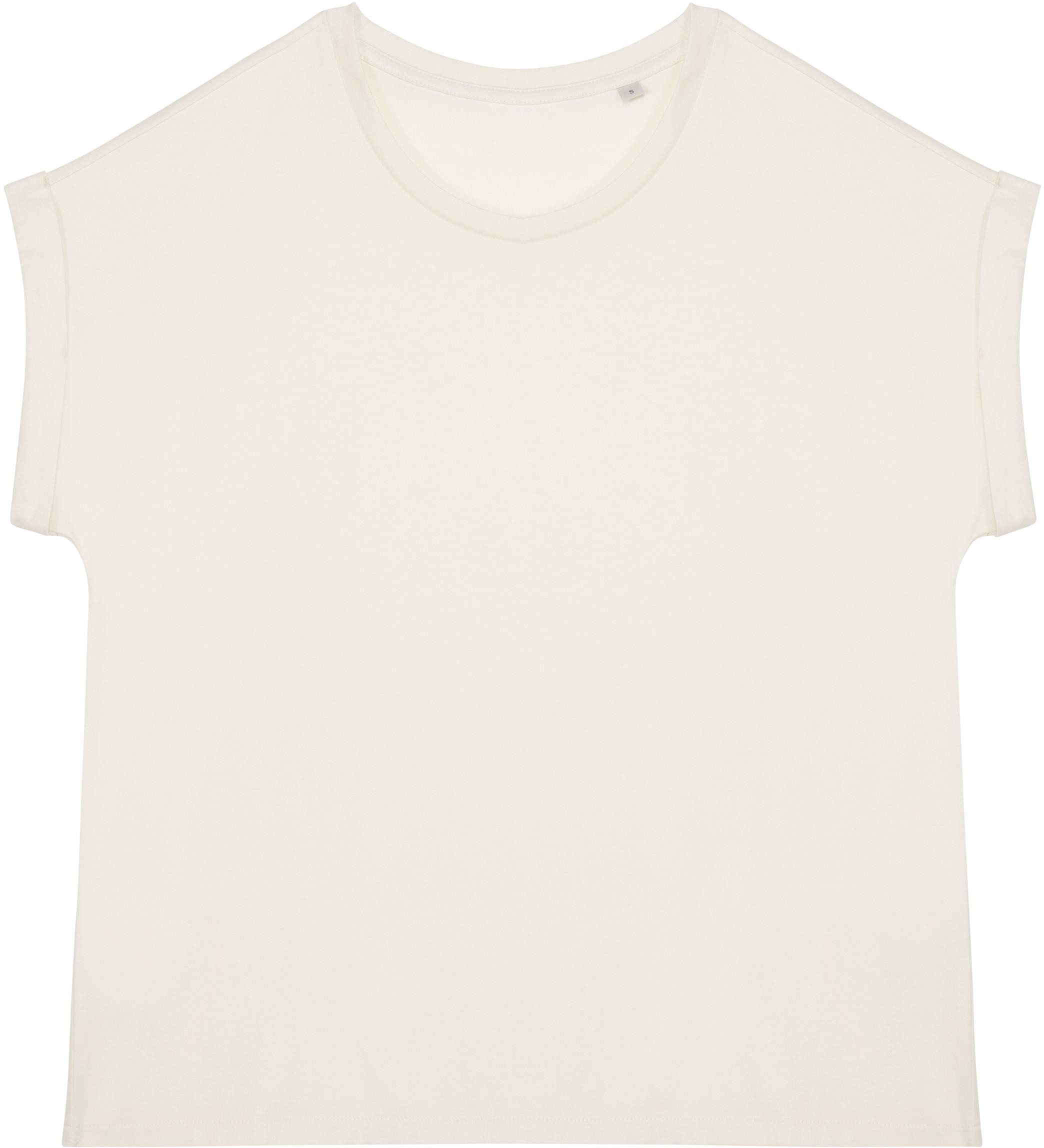 Rundhalsshirt Umweltfreundliches Damen-T-Shirt mit Reversärmeln