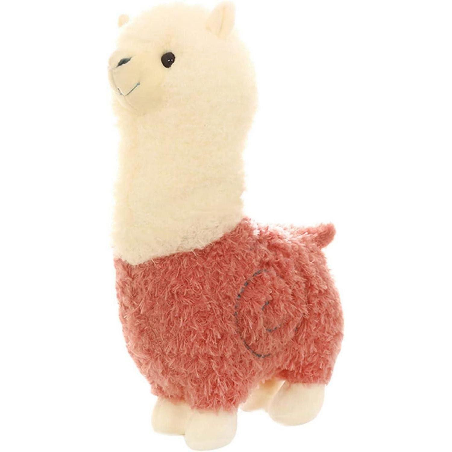 LuxusKollektion Kuscheltier Plüschtier Alpaka Stofftier Kuscheltier Plüsch Spielzeug Hellrot 38 cm