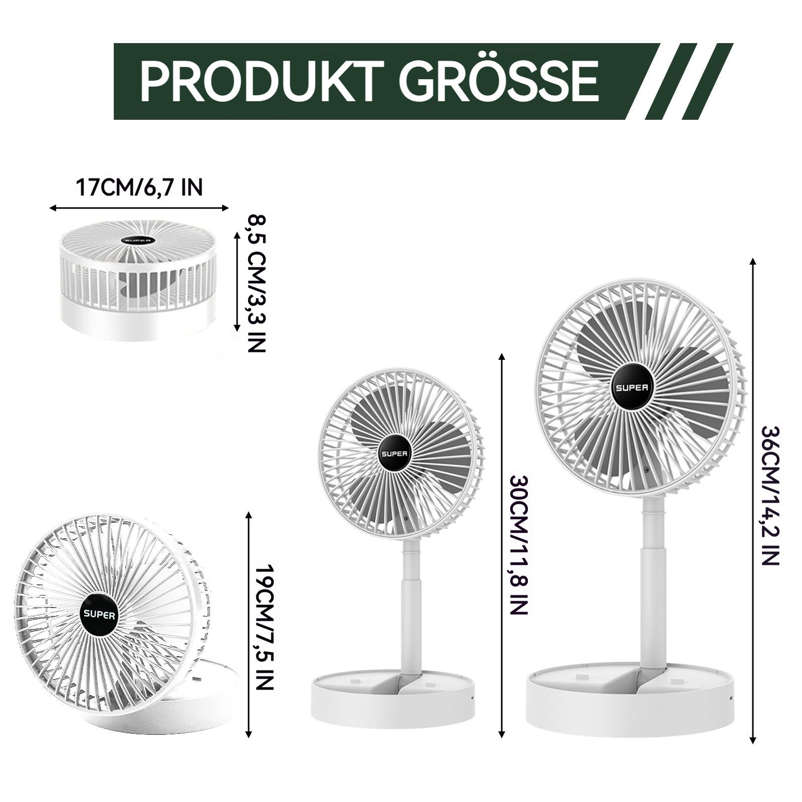BlingBin Tischventilator Standventilator 1200 mAh Ventilator günstig online kaufen