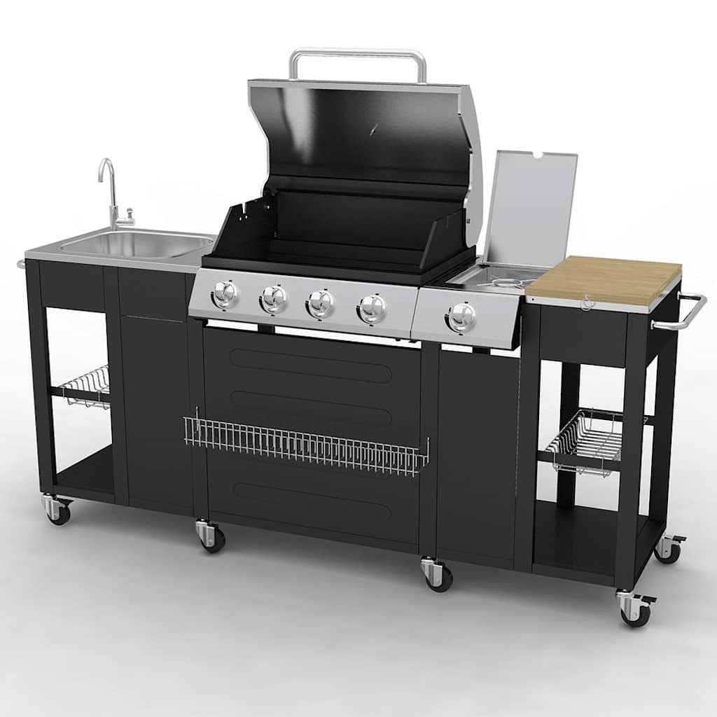 vidaXL Gasgrill Gasgrill mit 4+1 Flammen Schwarz